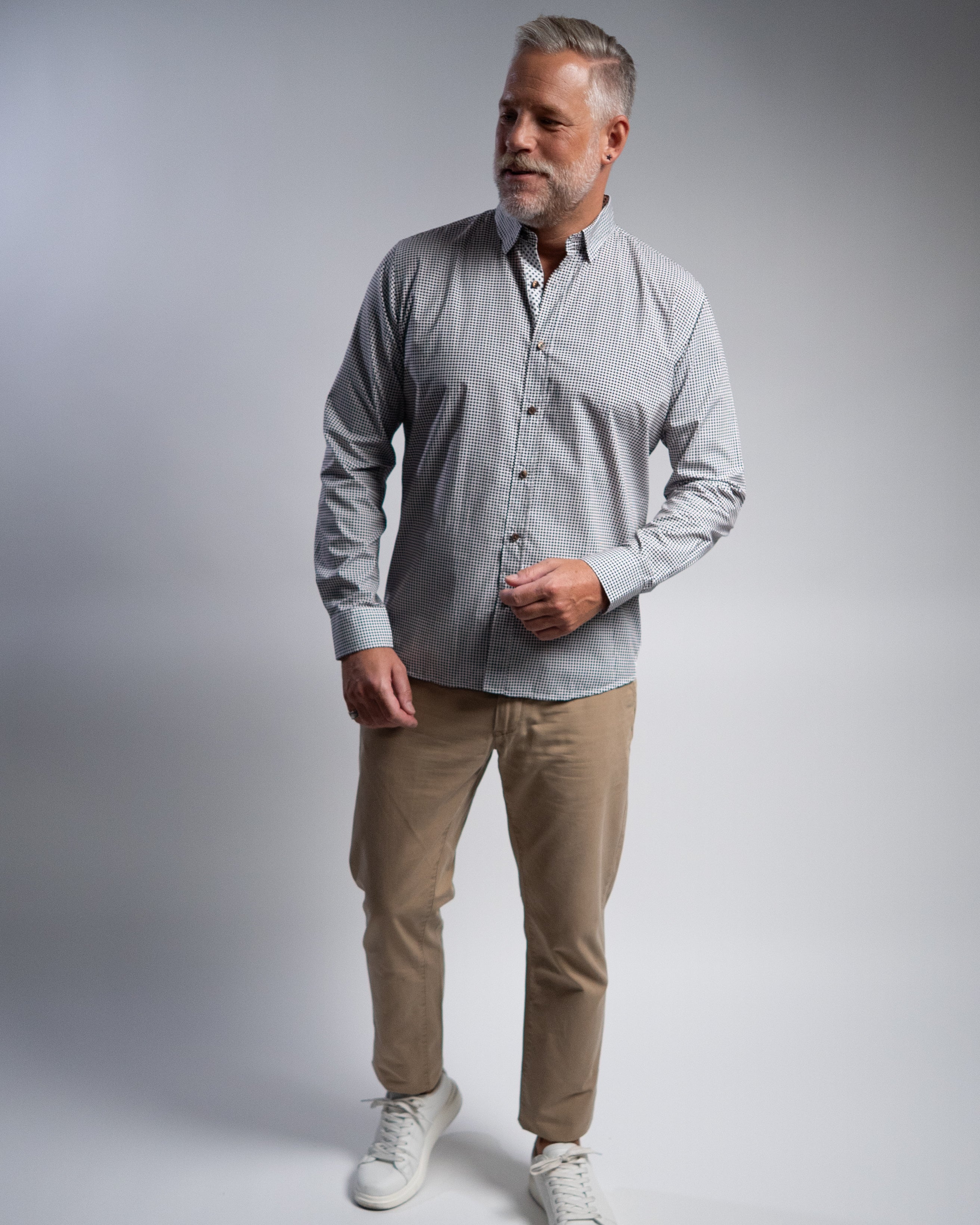 Freizeithemd mit Minimalprint Braun (Art. 2419-C)