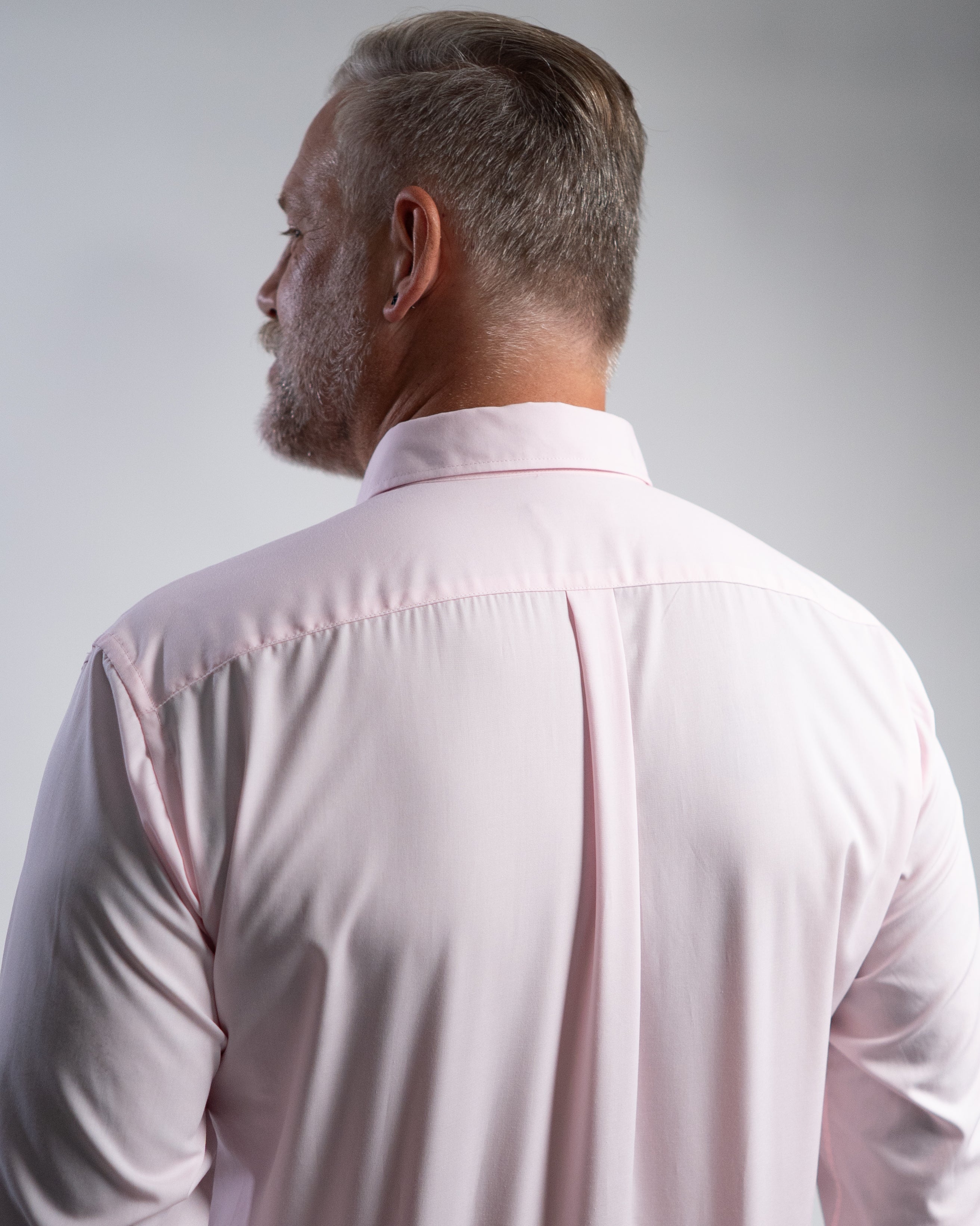 Easy-iron casual shirt with print pattern in collar and cuff in pink (item 1015-C)