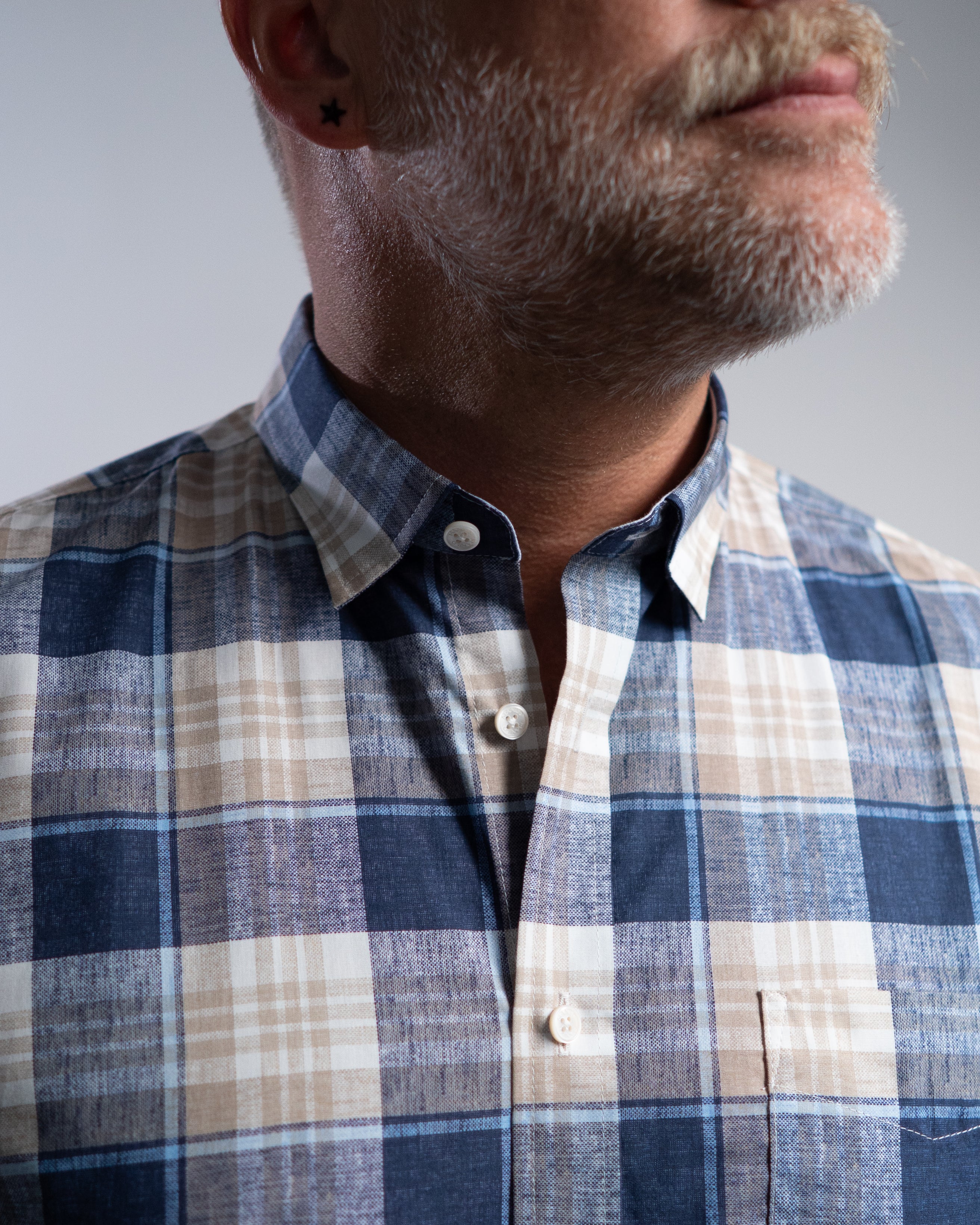 Freizeithemd mit Karomuster Beige/Navy (Art. 2244-C-KA)