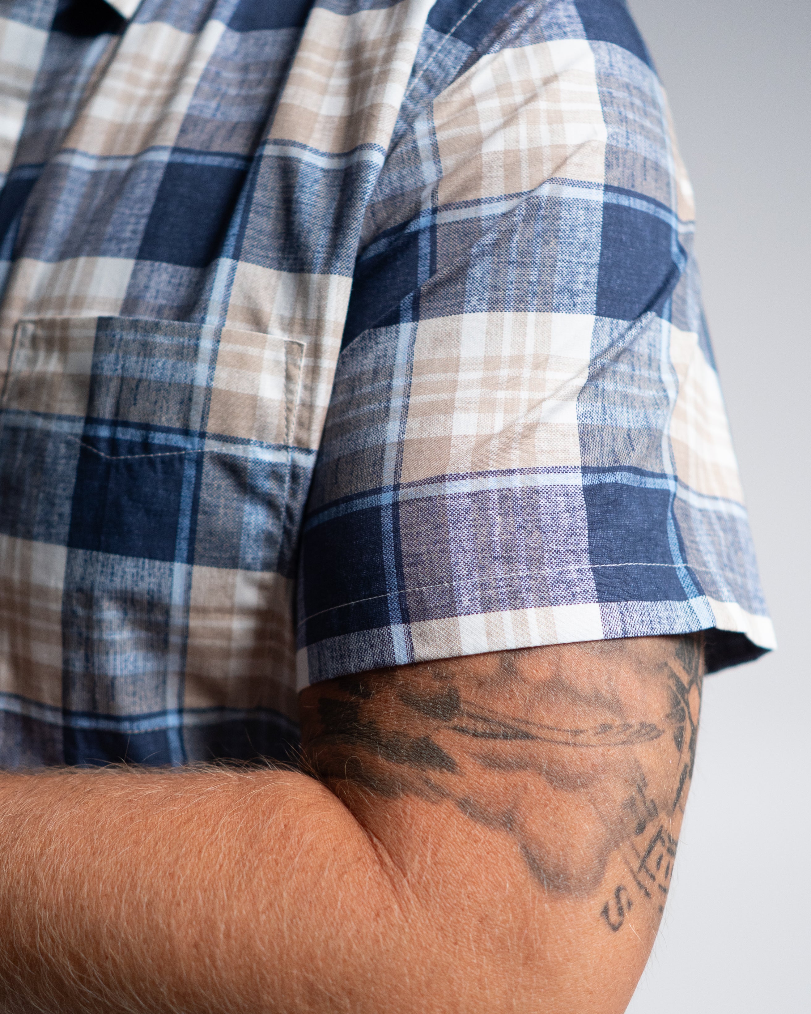 Freizeithemd mit Karomuster Beige/Navy (Art. 2244-C-KA)