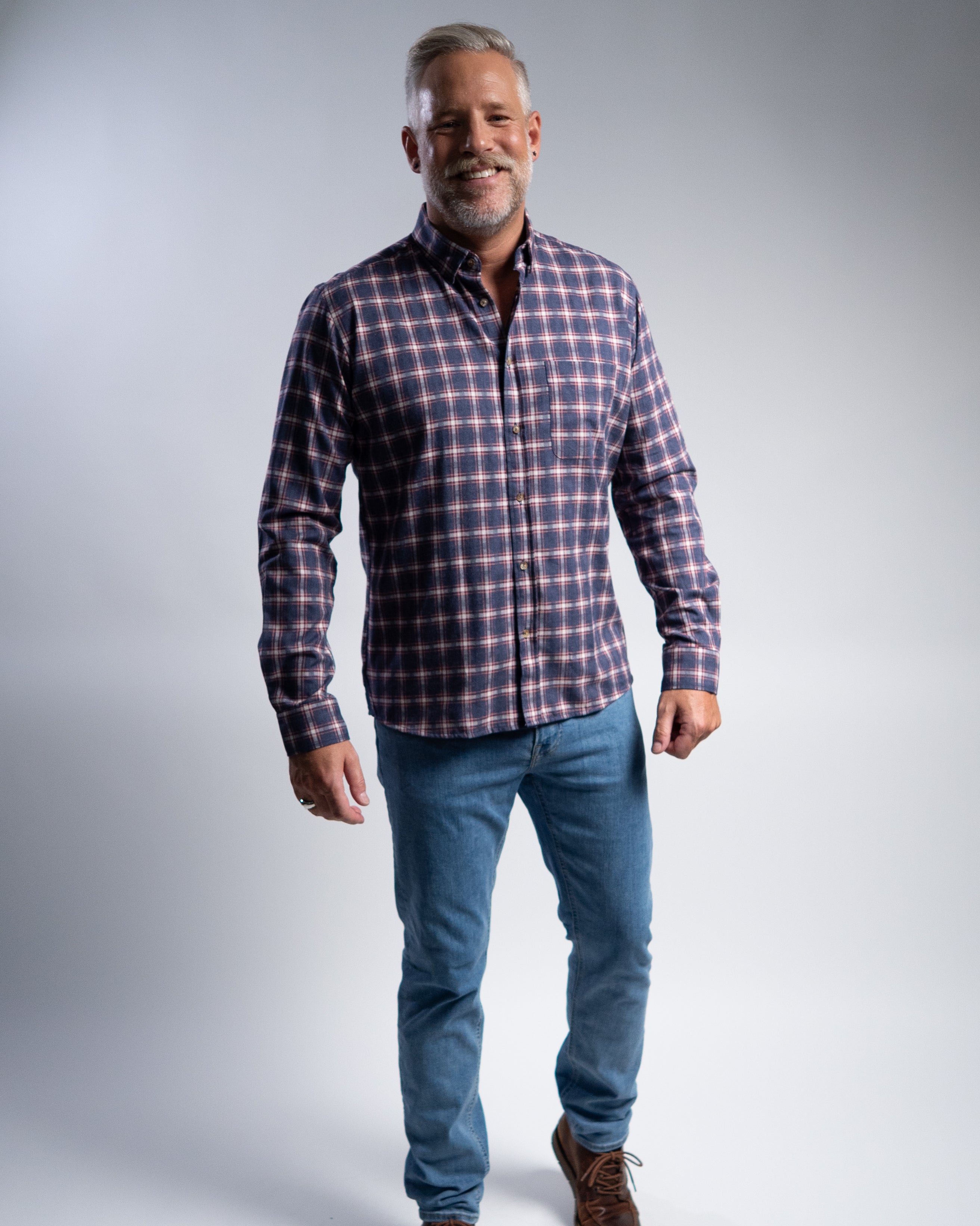 Flanellhemd mit Karomuster Rot/Blau (Art. 2370-C)