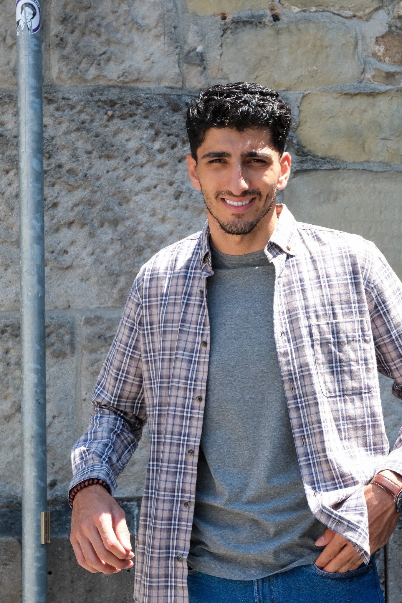 Flannel shirt with check pattern Beige (Art. 2133-C)