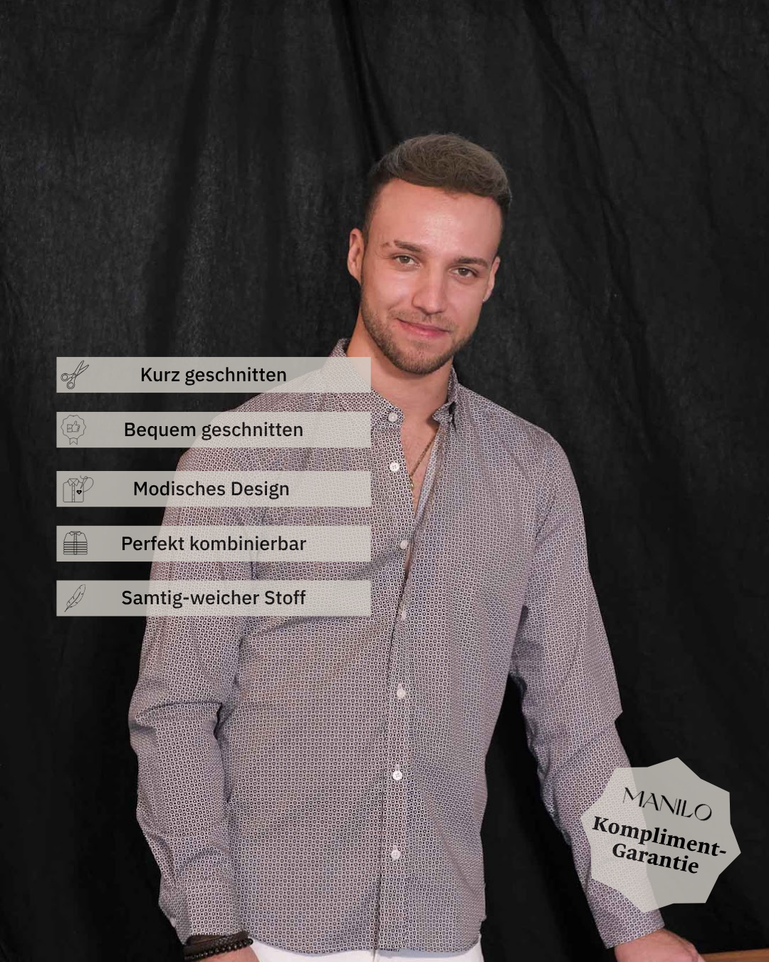 Freizeithemd mit Graphikmuster Braun (Art. 2233-C)