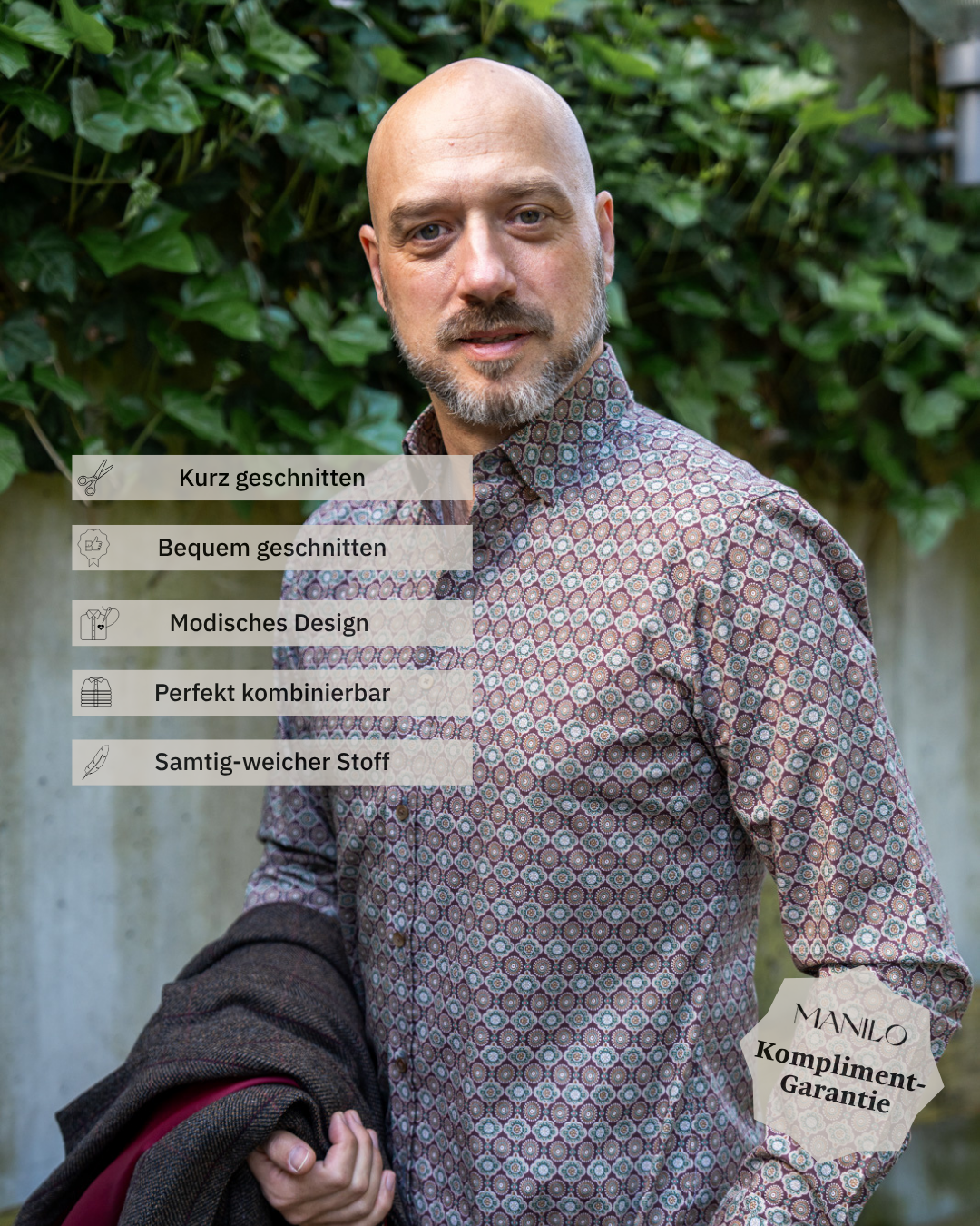 Freizeit Shirt with Graphic Print Bordeaux (Art. 2322-C)