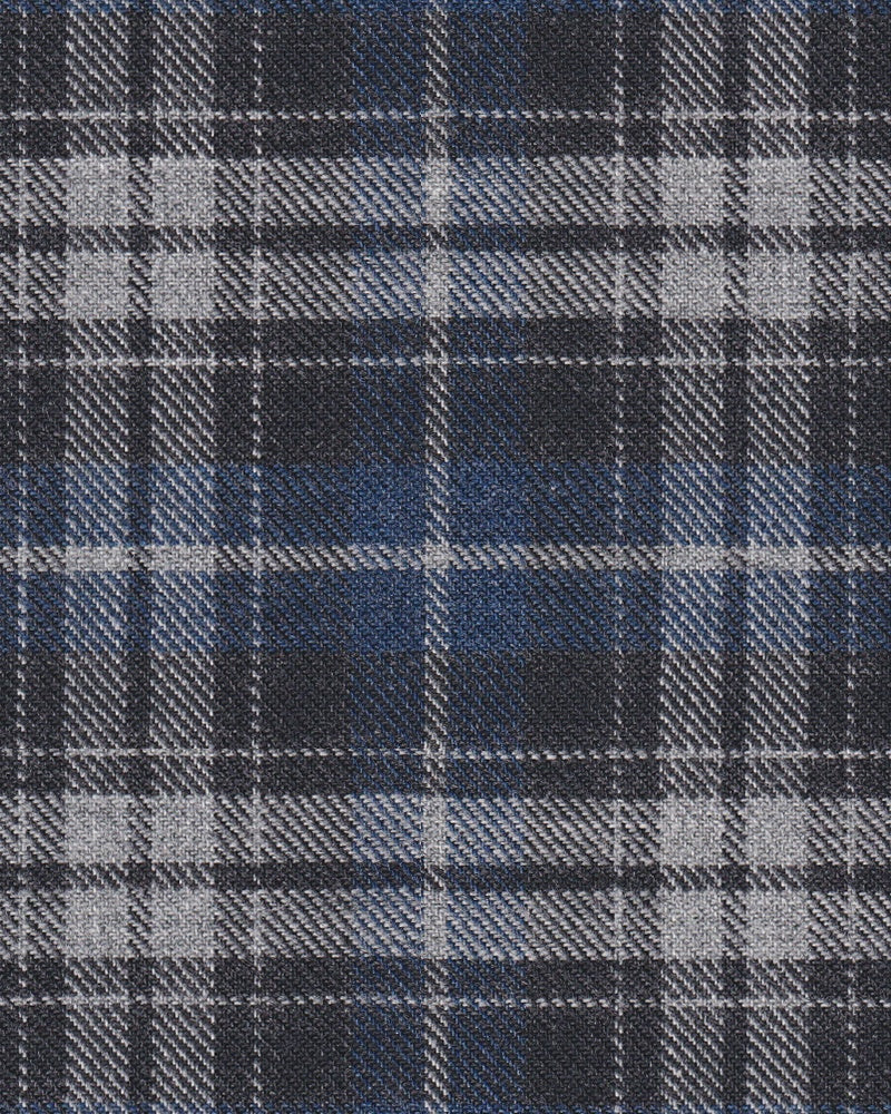 Flannel shirt with check pattern blue/grey (Art. 2376-C)