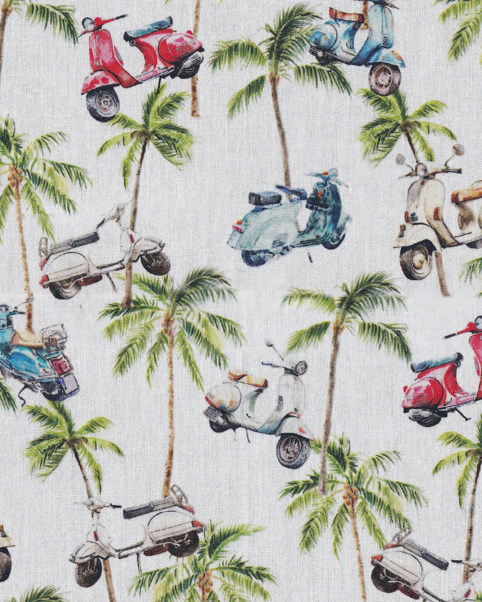 Chemise décontractée avec imprimé mobylette & palmiers (art. 2531-C-KA)