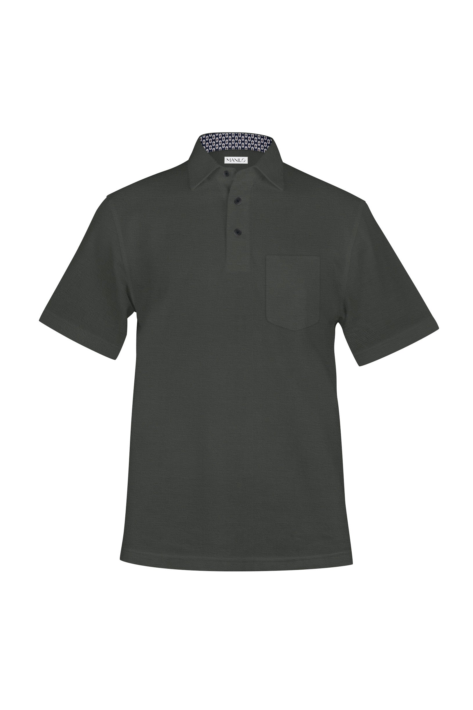 Polo shirt with print pattern in olive collar (Art. 1526-PS-KA)