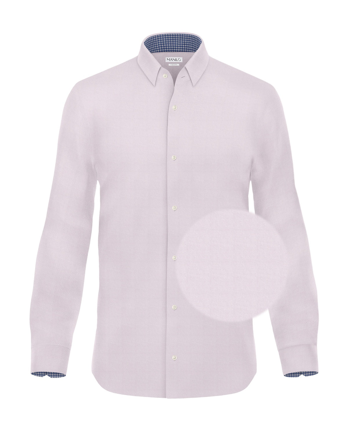 Easy-iron casual shirt with print pattern in collar and cuff in pink (item 1015-C)