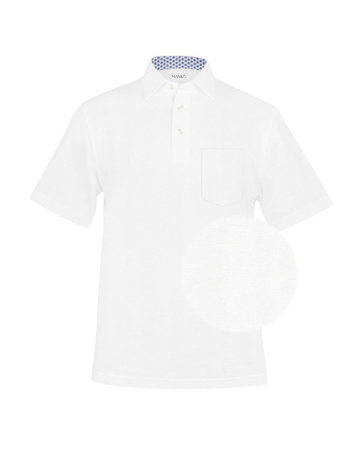 Polo shirt with print pattern in collar in white (Art. 1521-PS-KA)