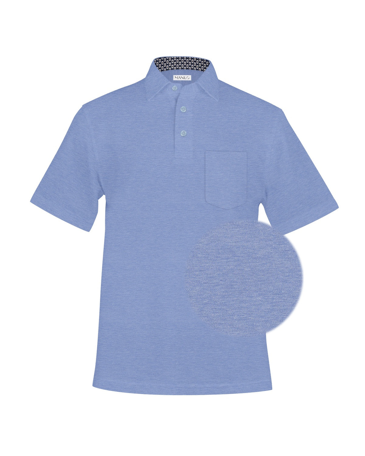 Polo shirt with print pattern in collar in blue (Art. 1523-PS-KA)