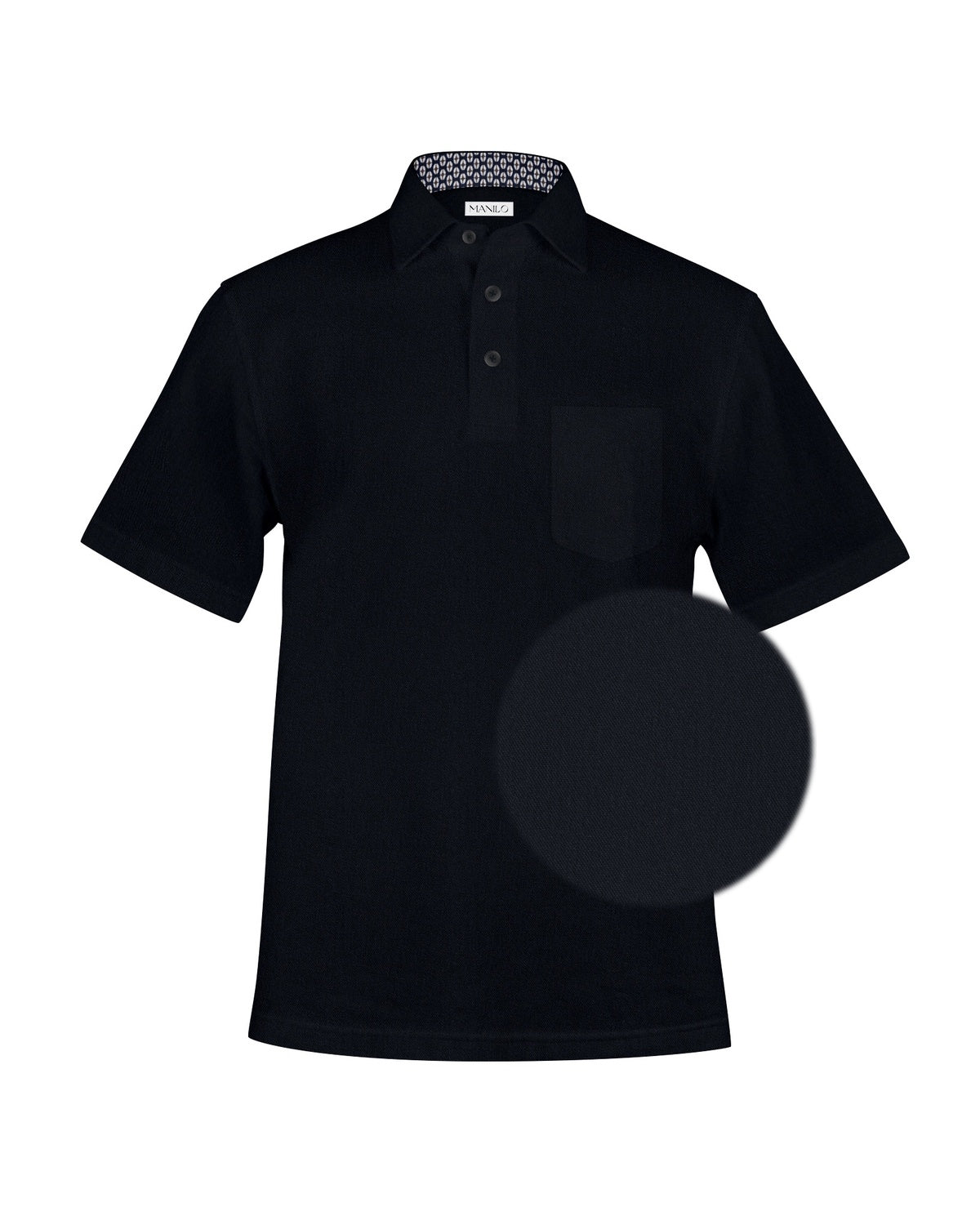 Polo shirt with print pattern in collar in black (Art. 1525-PS-KA)