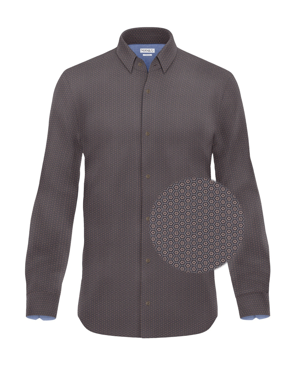 Freizeithemd mit Graphikmuster Braun/Beige (Art. 2237-C)