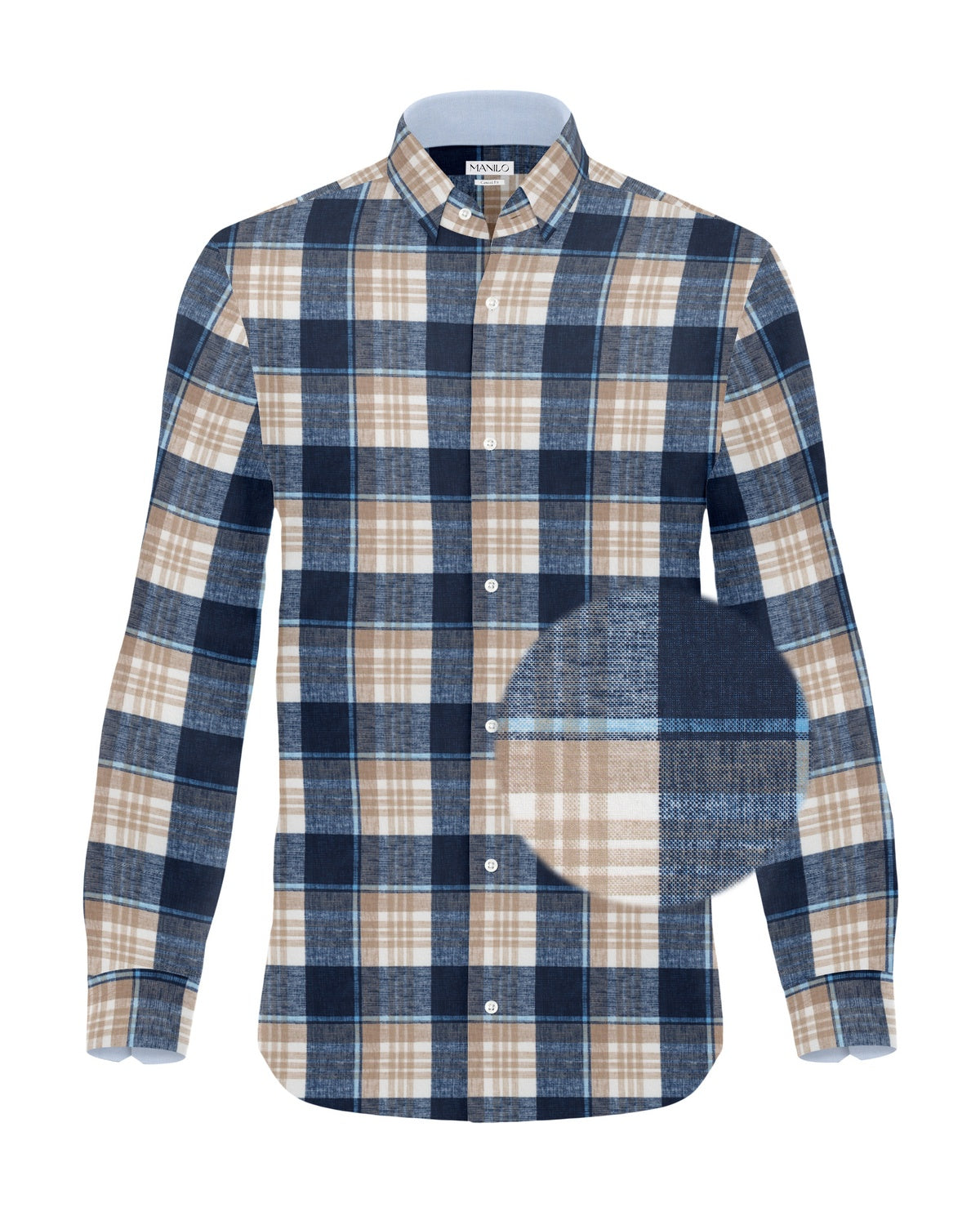 Chemise Freizeit avec un motif de désintégration en beige / marine (art. 2244-c)