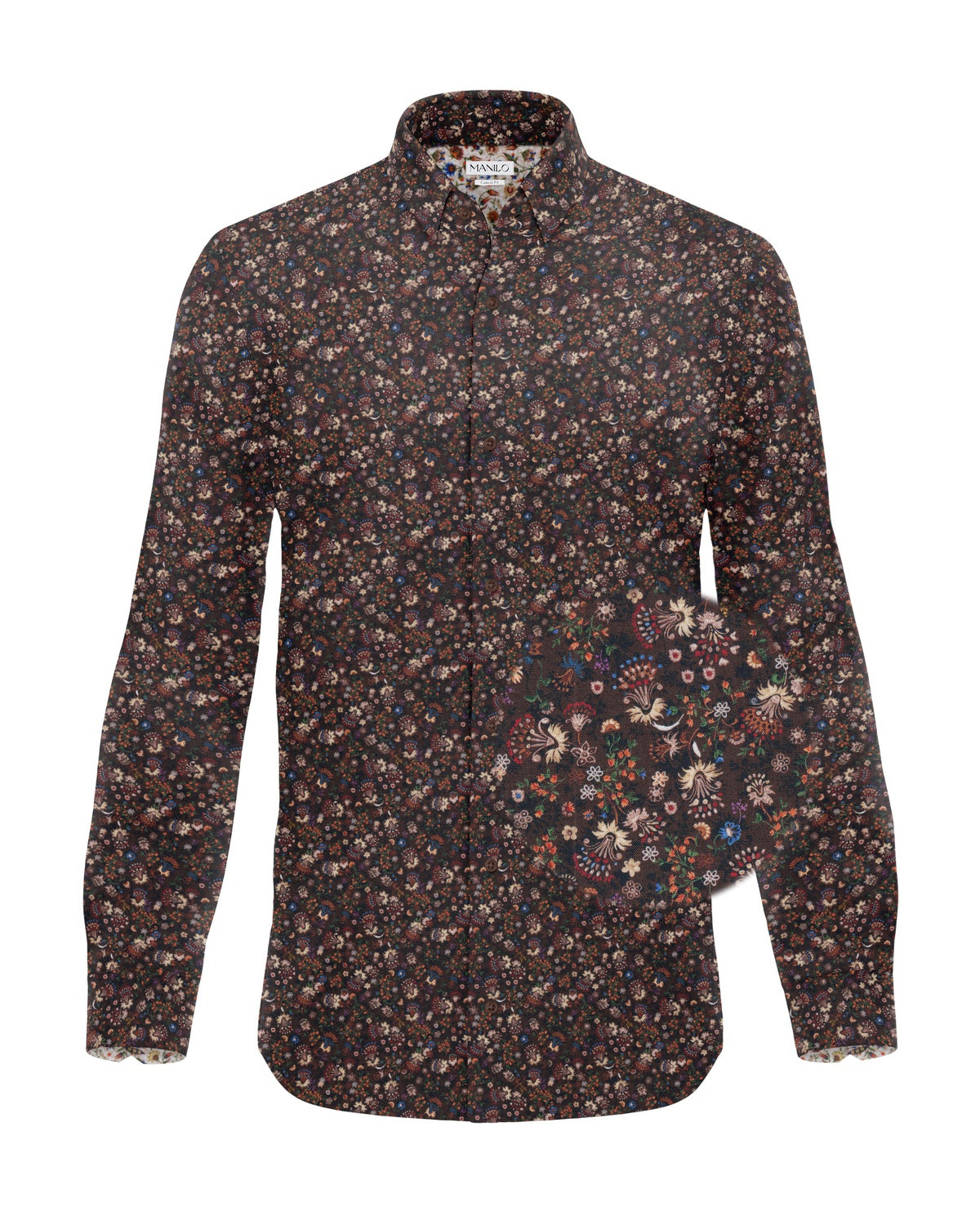 Casual shirt with floral print brown (Art. 2302-C)