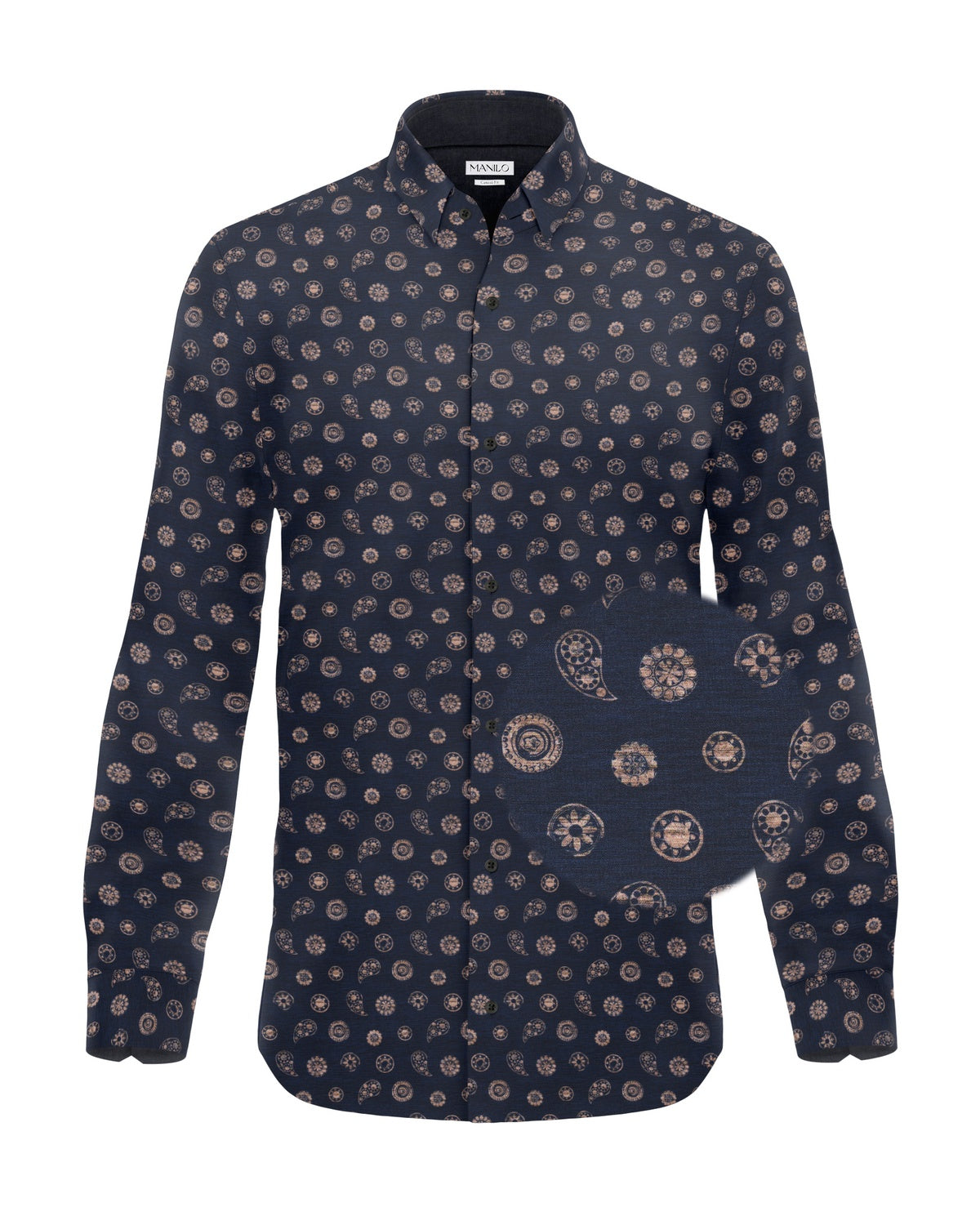 Casual shirt with paisley pattern dark blue (Art. 2346-C)