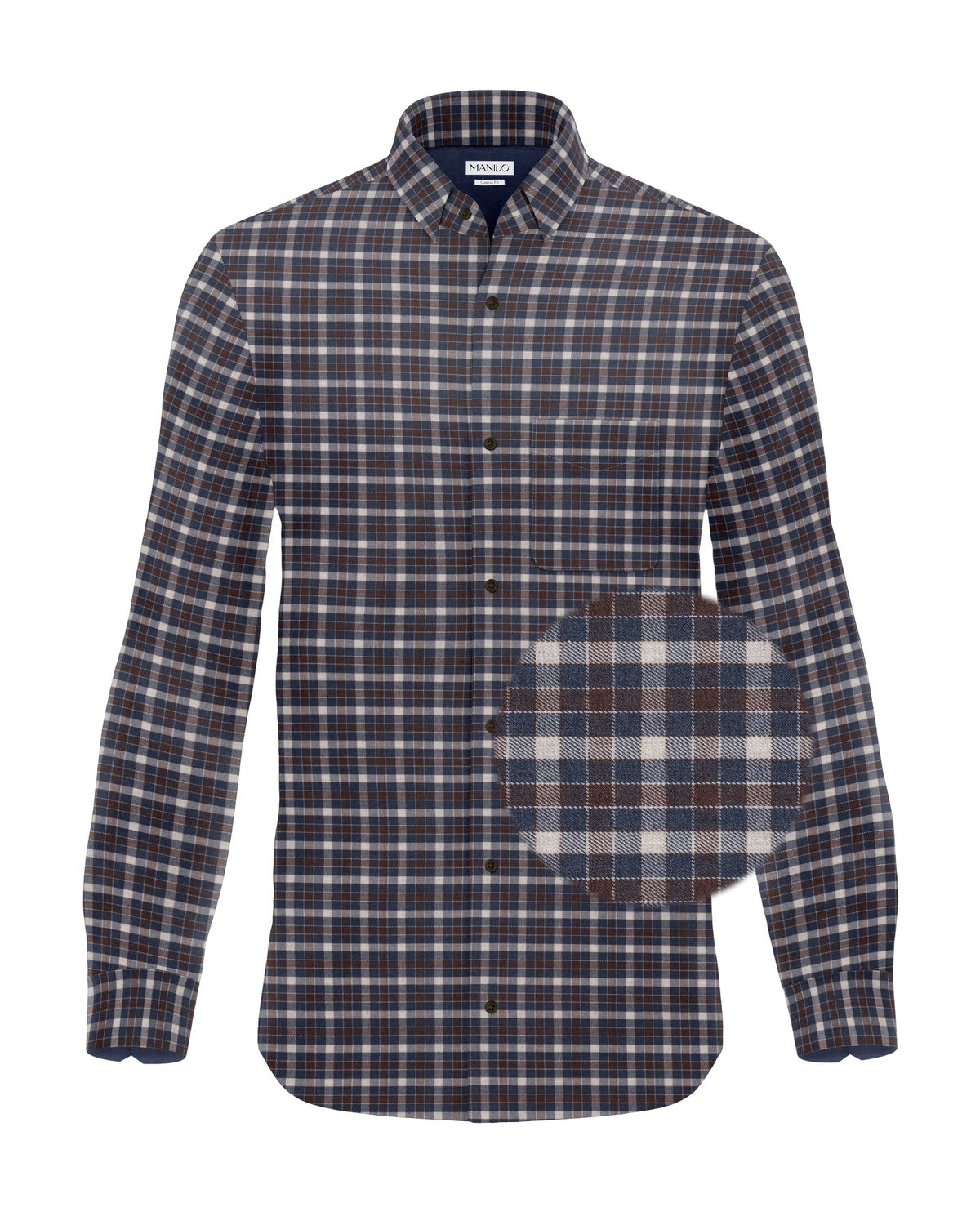 Chemise Flanel avec des styles de marron / bleu (art. 2365-C)