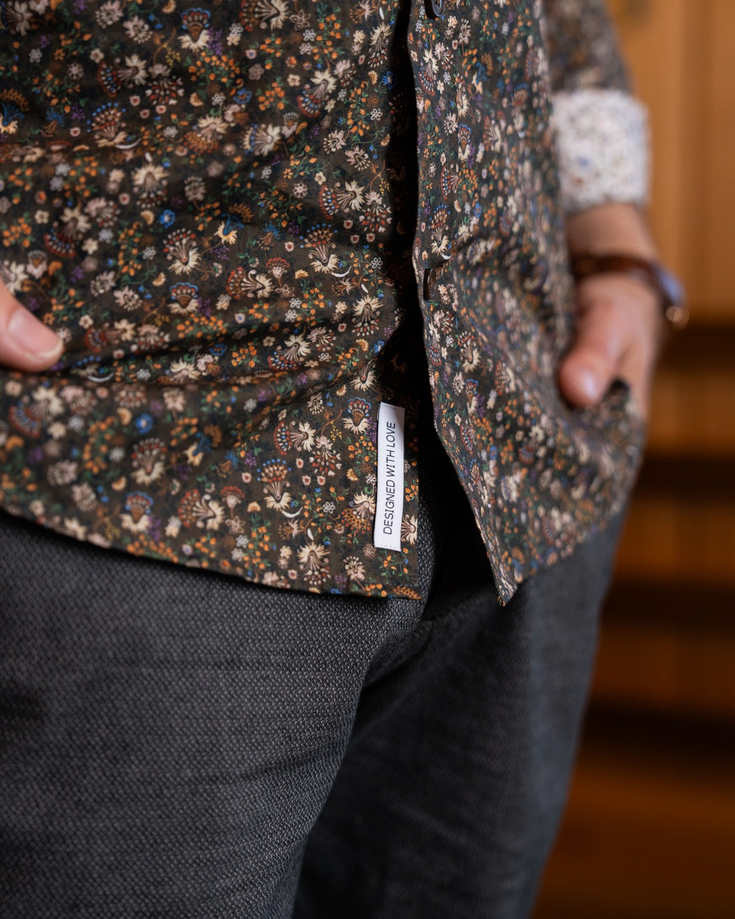 Freizeithemd mit Blumenprint Braun (Art. 2302-C)