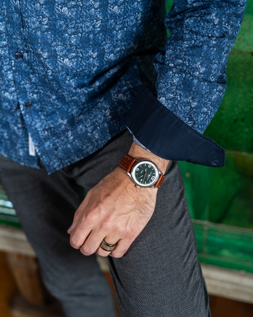 Freizeithemd mit Blumenprint Blau (Art. 2309-C)