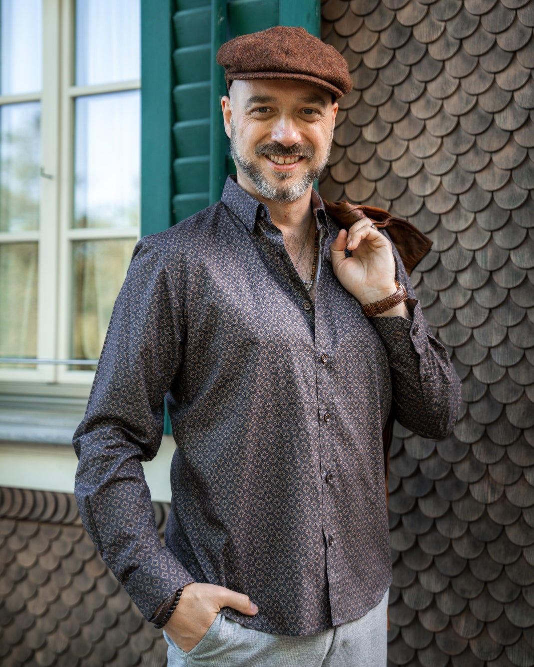 Freizeithemd mit Grafikprint Braun (Art. 2331-C)