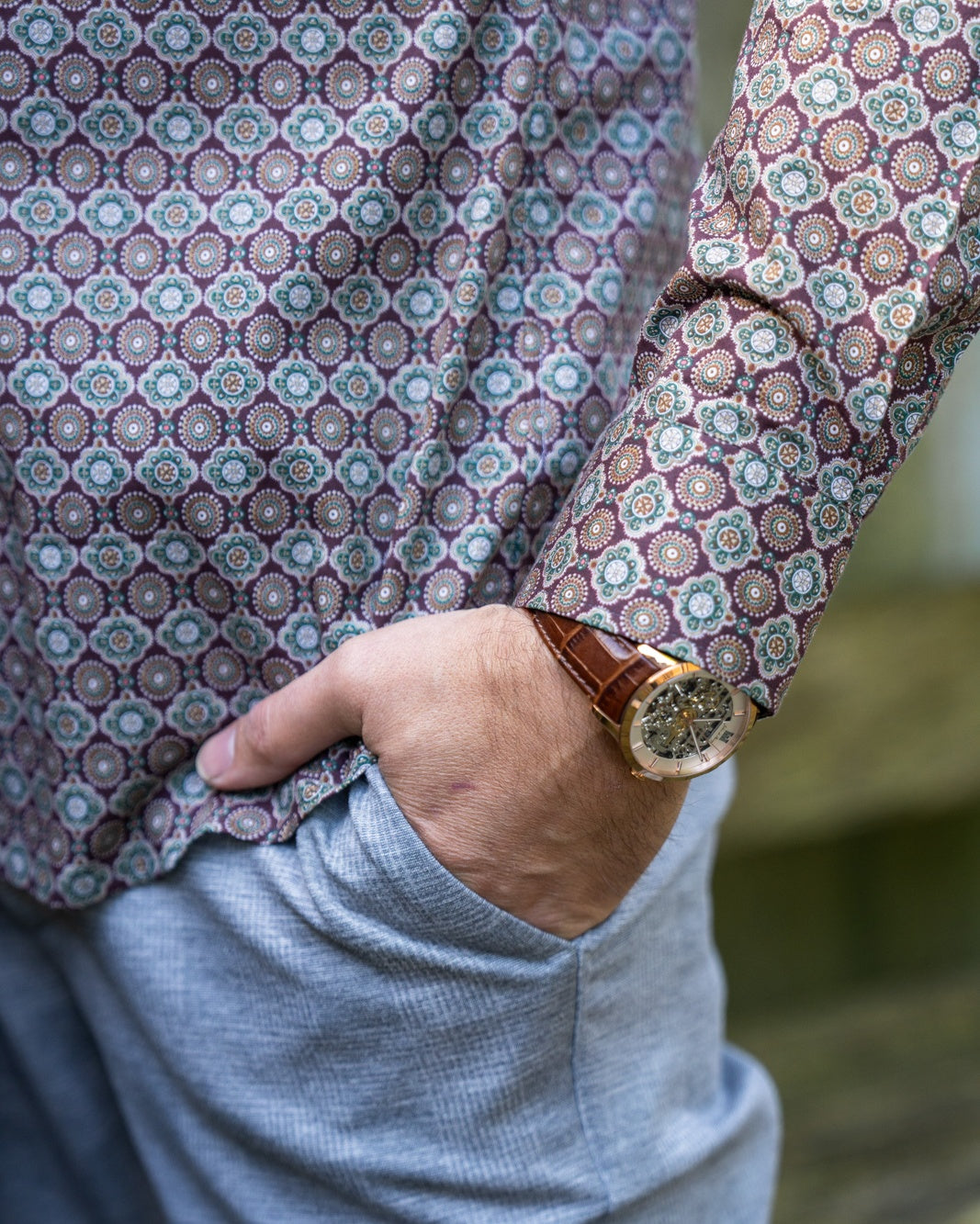 Casual shirt with graphic print Bordeaux (Art. 2322-C)