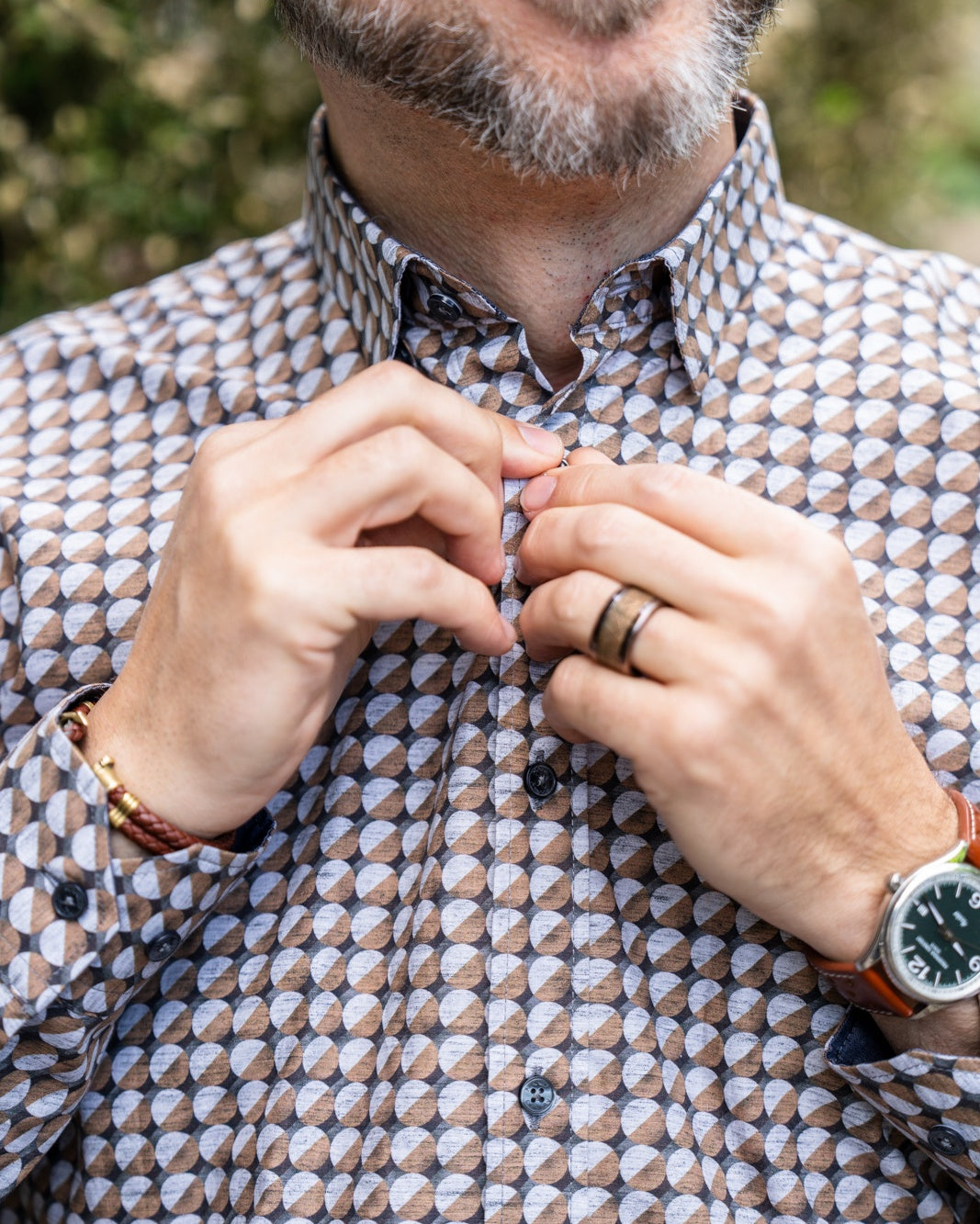 Freizeithemd mit Grafikprint Cognac (Art. 2324-C)