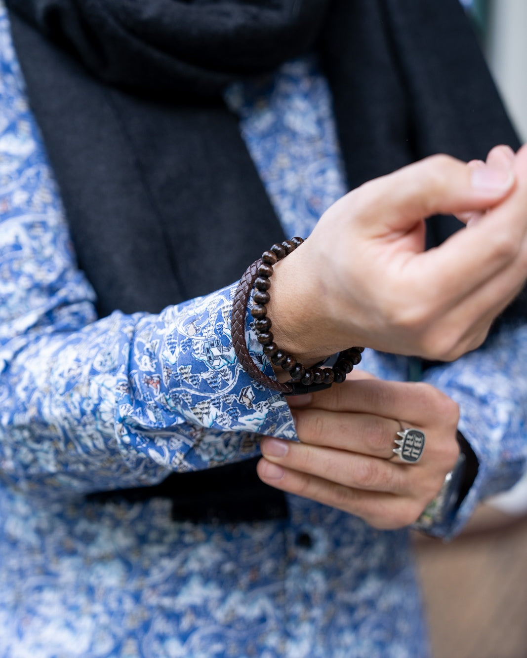 Chemise contre-gourmand avec un imprimé panorama d'hiver (Art. 2355-C)