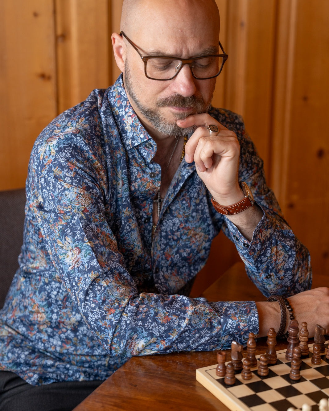 Casual shirt with print pattern blue (Art. 2394-C)
