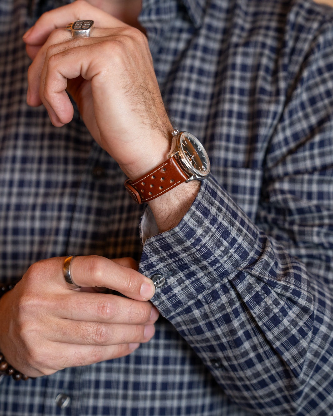 Casual shirt with check pattern gray/blue (Art. 2405-C)