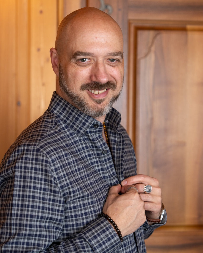 Casual shirt with check pattern gray/blue (Art. 2405-C)