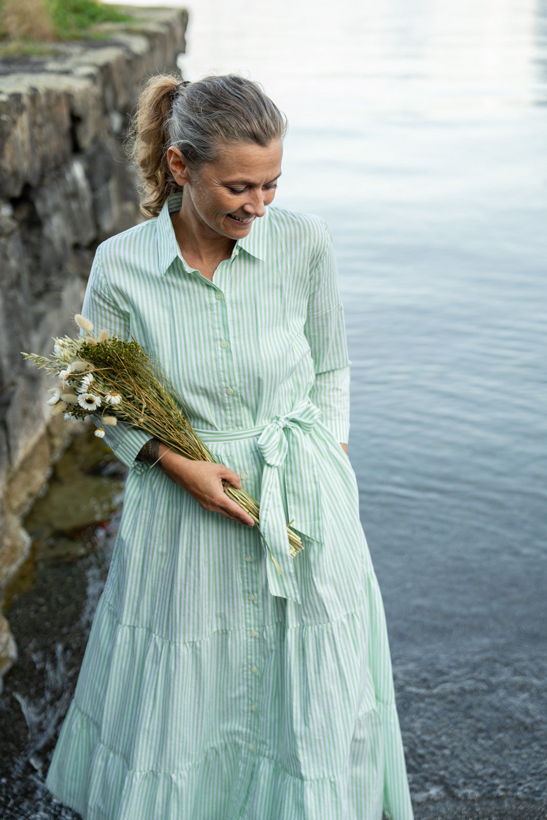 JADE green striped summer dress (Art. 2183D-J)