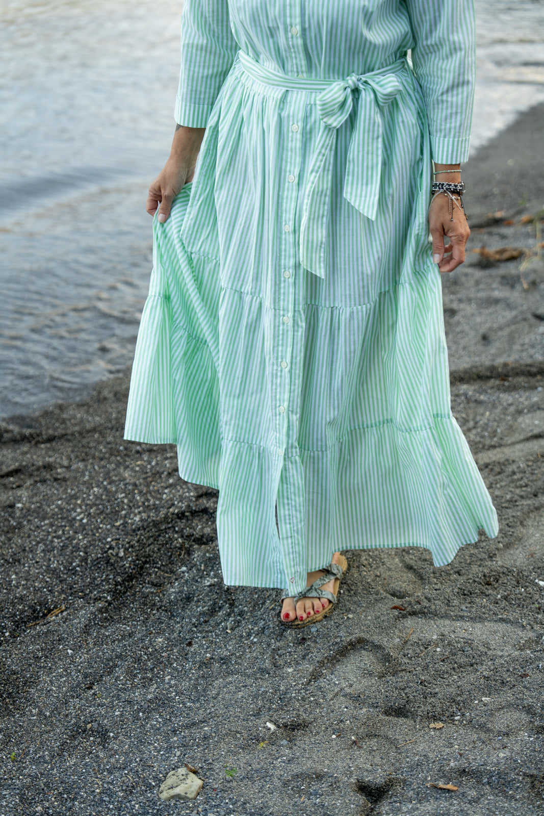 JADE green striped summer dress (Art. 2183D-J)