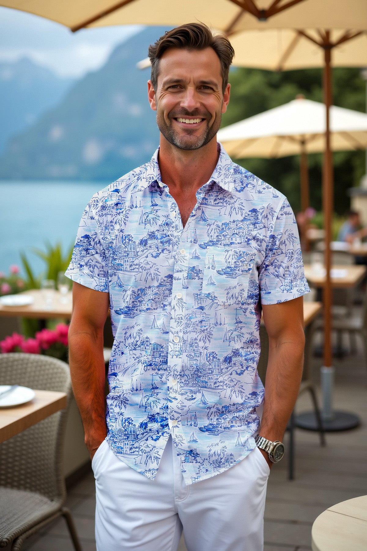 Casual shirt with Amalfi print (Art. 2529-C-KA)