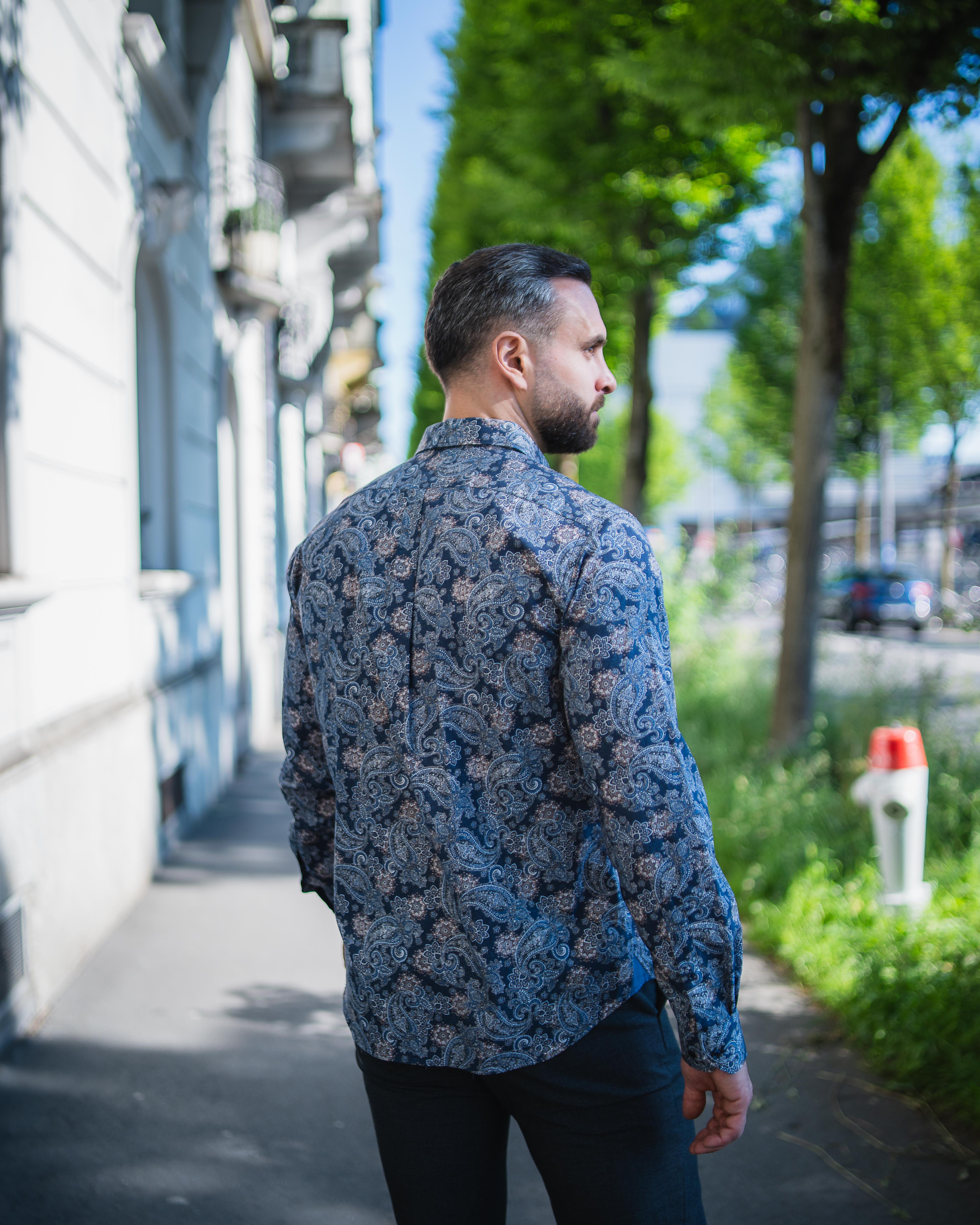 Freizeithemd mit Paisleymuster in Blau (Art. 2715-C)