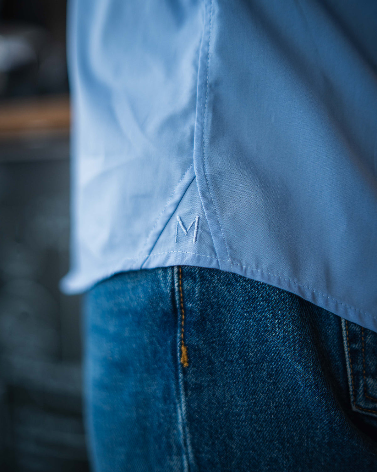 Bügelleichtes Freizeithemd mit Printmuster in Kragen und Manschette in Hellblau (Art. 1012-C)