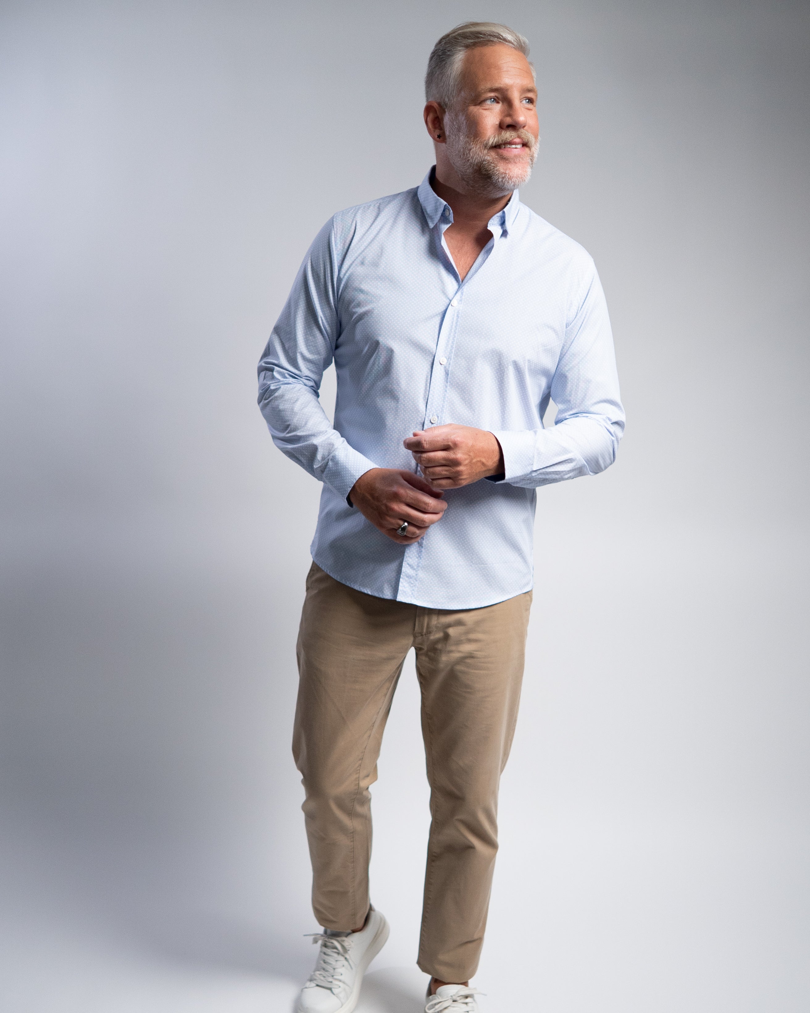 Casual shirt with minimal print light blue (Art. 1163-C)