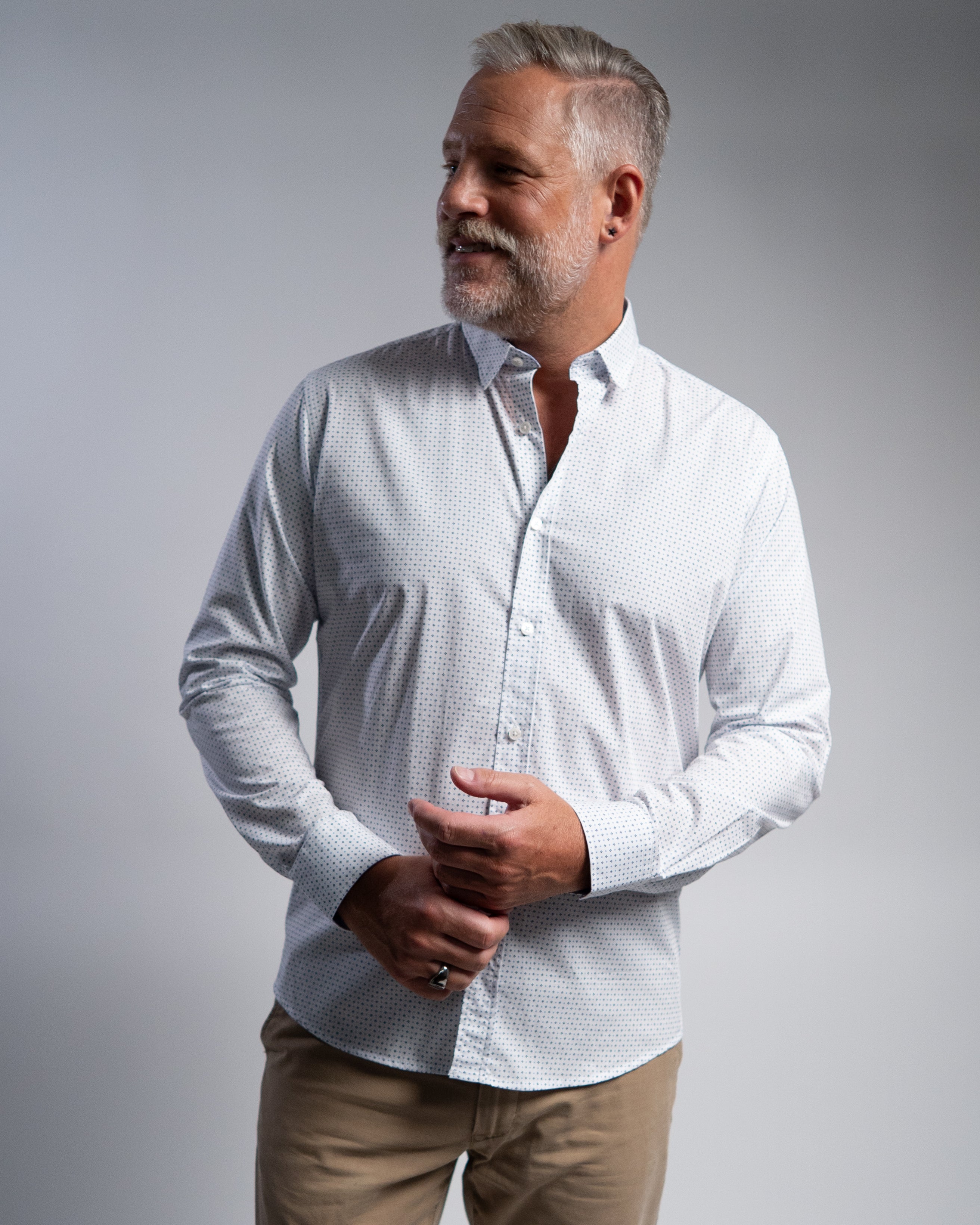 Chemise de loisirs à imprimé minimal Blanc (art. 1161-C)