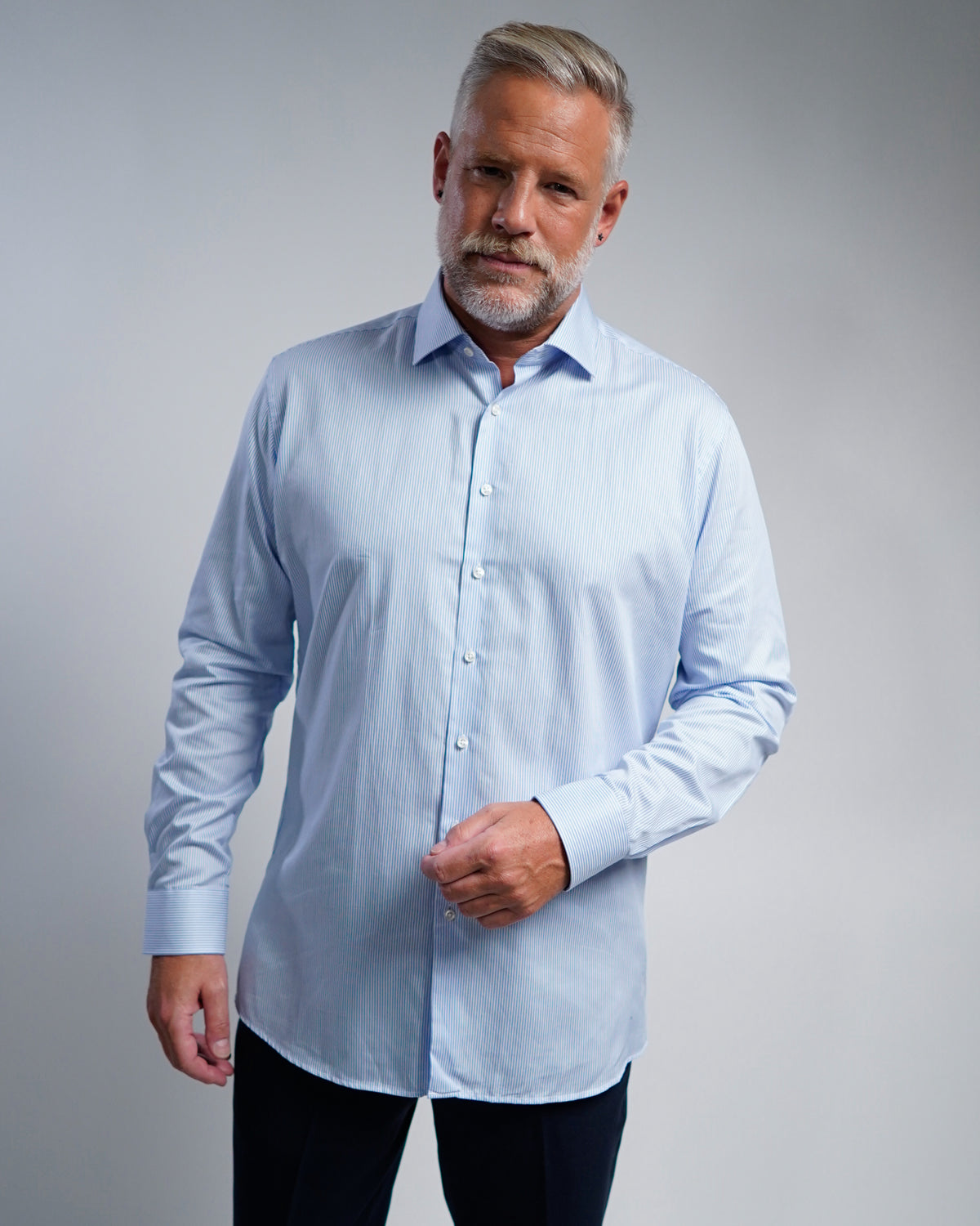 High quality business shirt stripes light blue (Art. 1131)