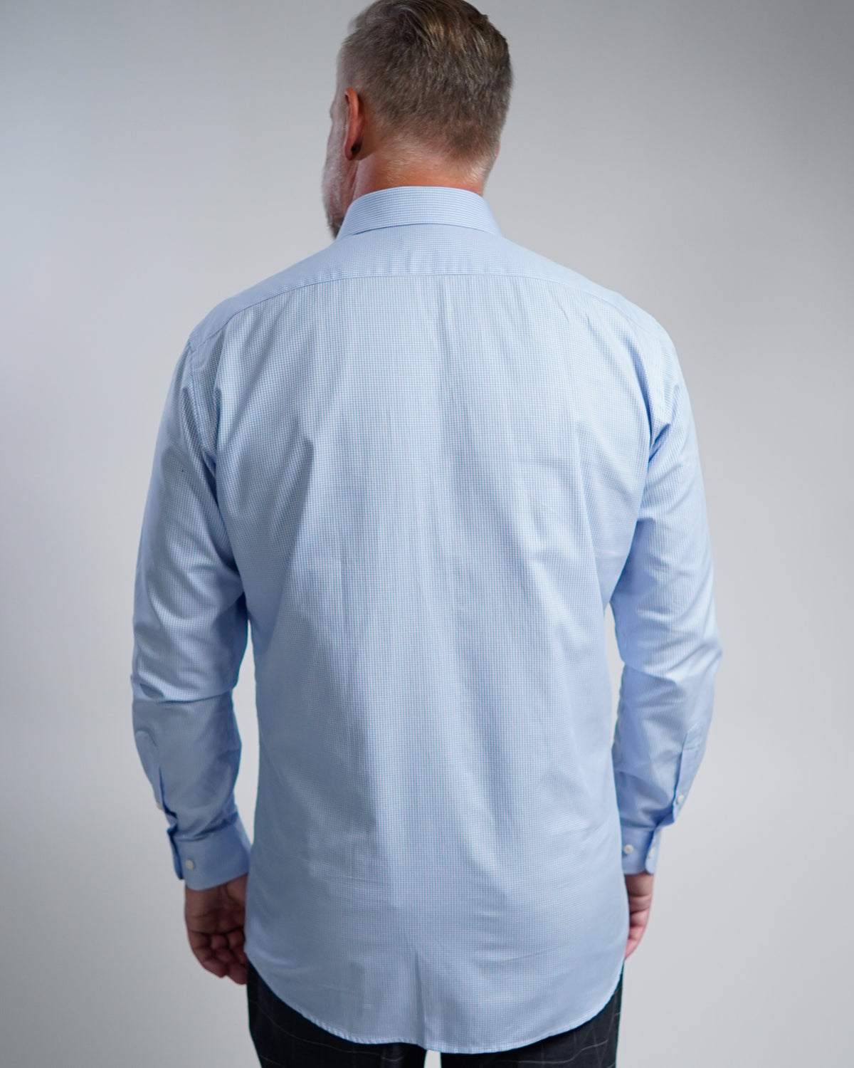 High quality business shirt check light blue (Art. 1143)