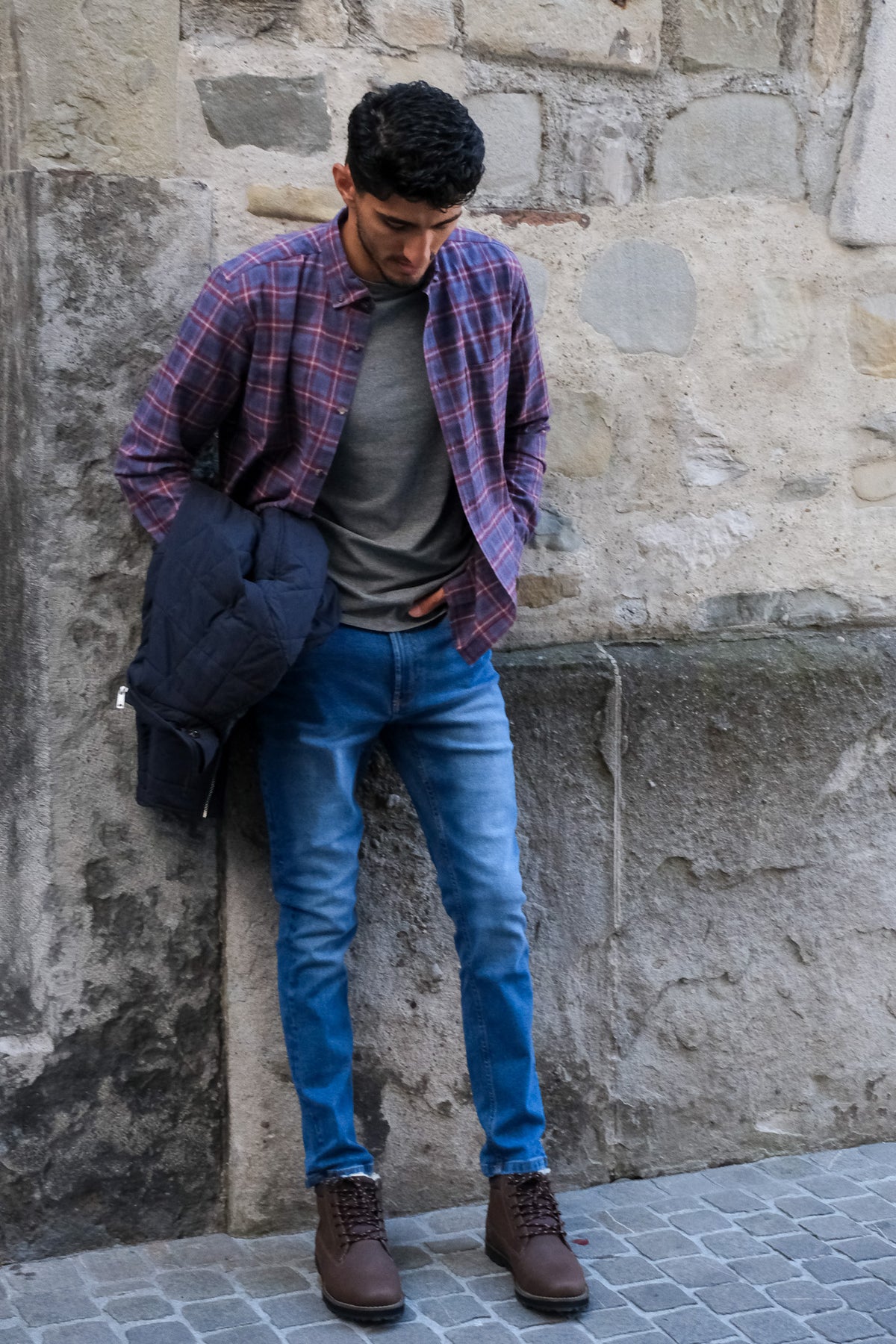 chemise en flanelle avec motif à carreaux rouge/bleu (art. 2132-C)