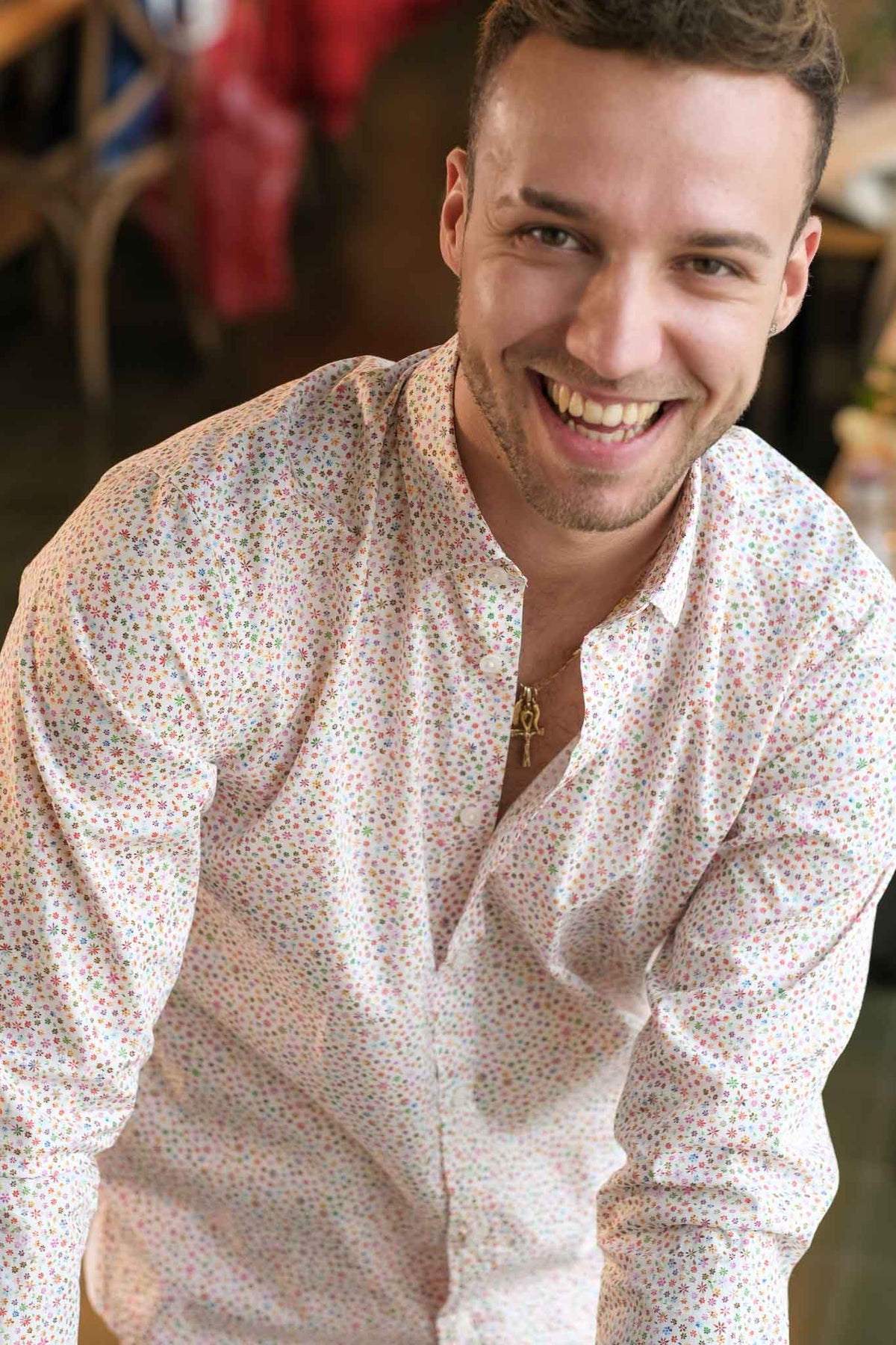 Casual shirt with floral pattern in multicolor (Art. 2215-C)