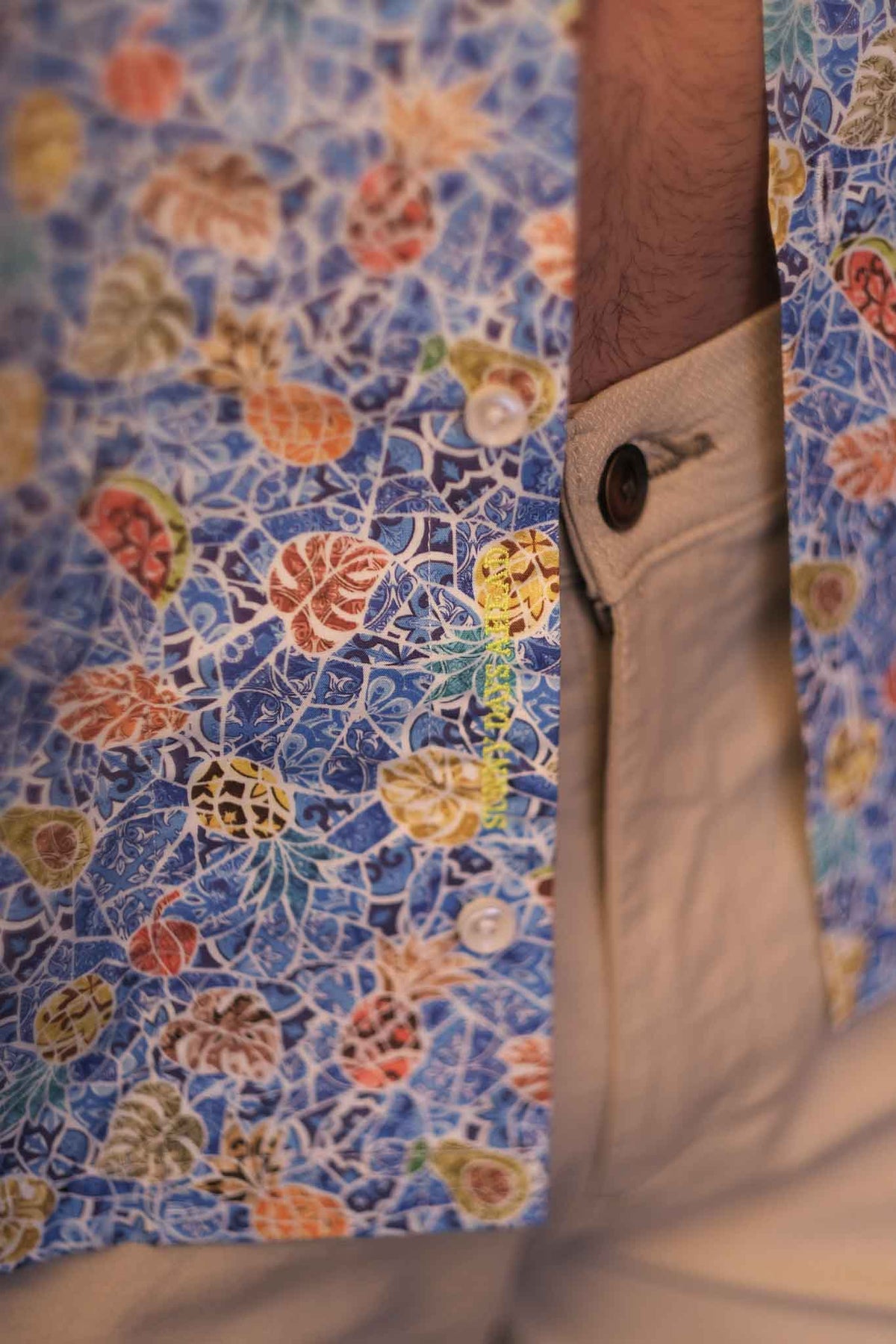 Chemise hawaïenne avec motif imprimé en bleu (art. 2201-BS)