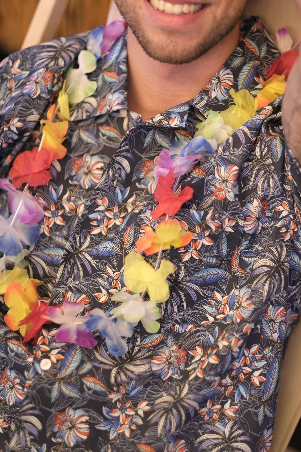 Hawaiian shirt with print pattern in navy (Art. 2204-BS)