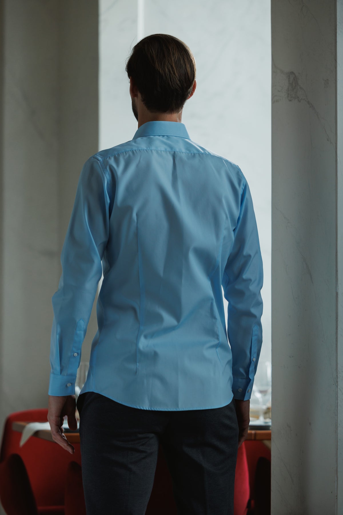 Non-iron shirt light blue Fitted (slim fit)