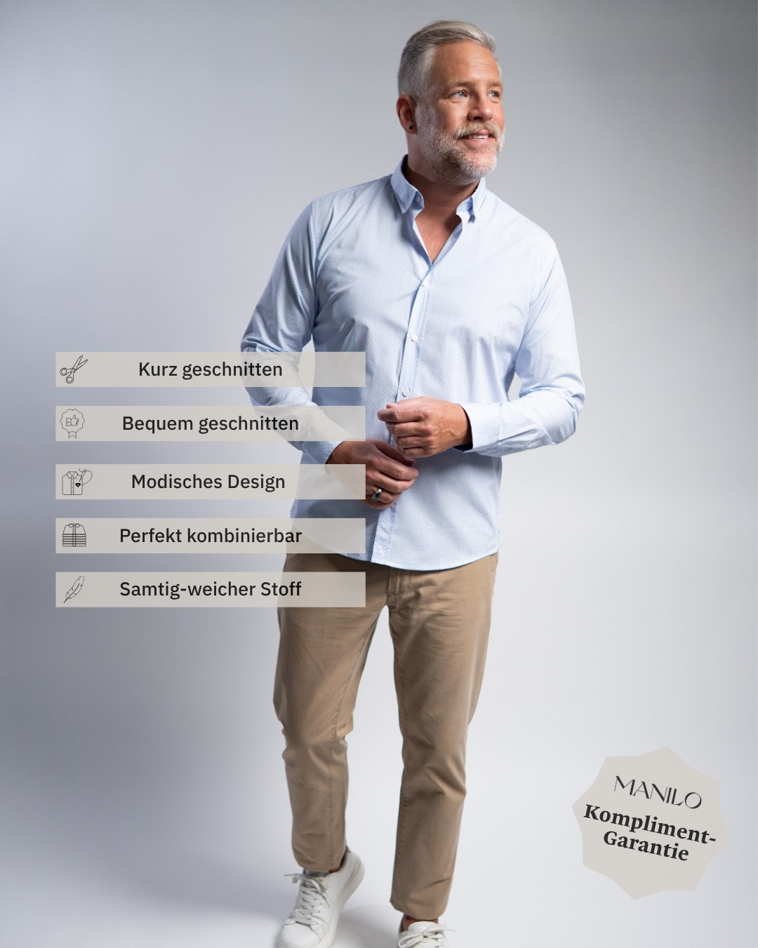 Chemise de loisirs à imprimé minimal bleu clair (art. 1163-C)