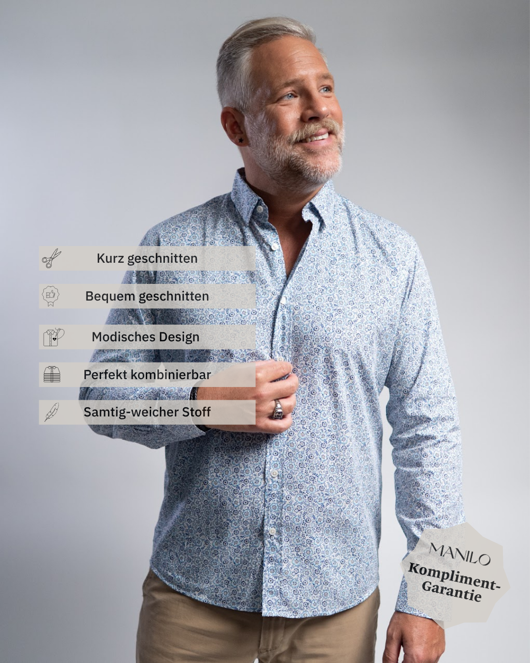 Chemise décontractée à imprimé floral bleu (art. 2502-C-KA)