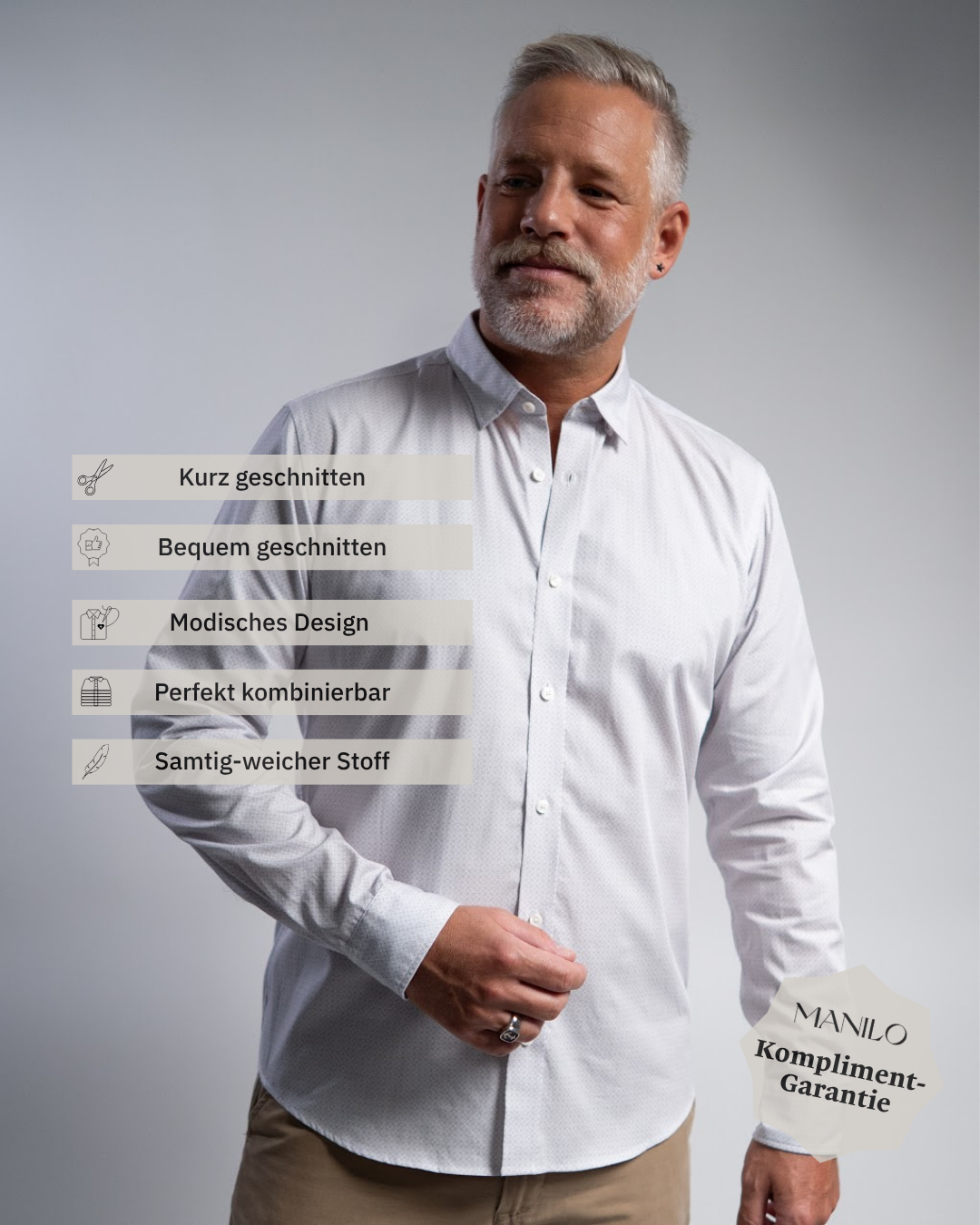 Chemise de loisir à motif graphique gris clair (art. 2240-C)