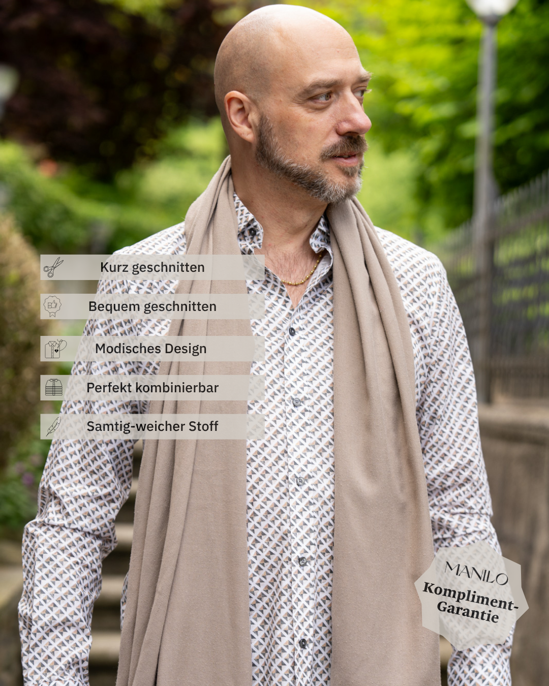 Freizeithemd mit Grafikprint Beige (Art. 2323-C)