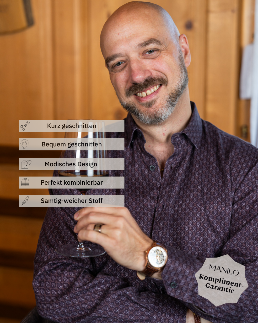 Freizeit Shirt with Flower Print Bordeaux (Art. 2312-C)