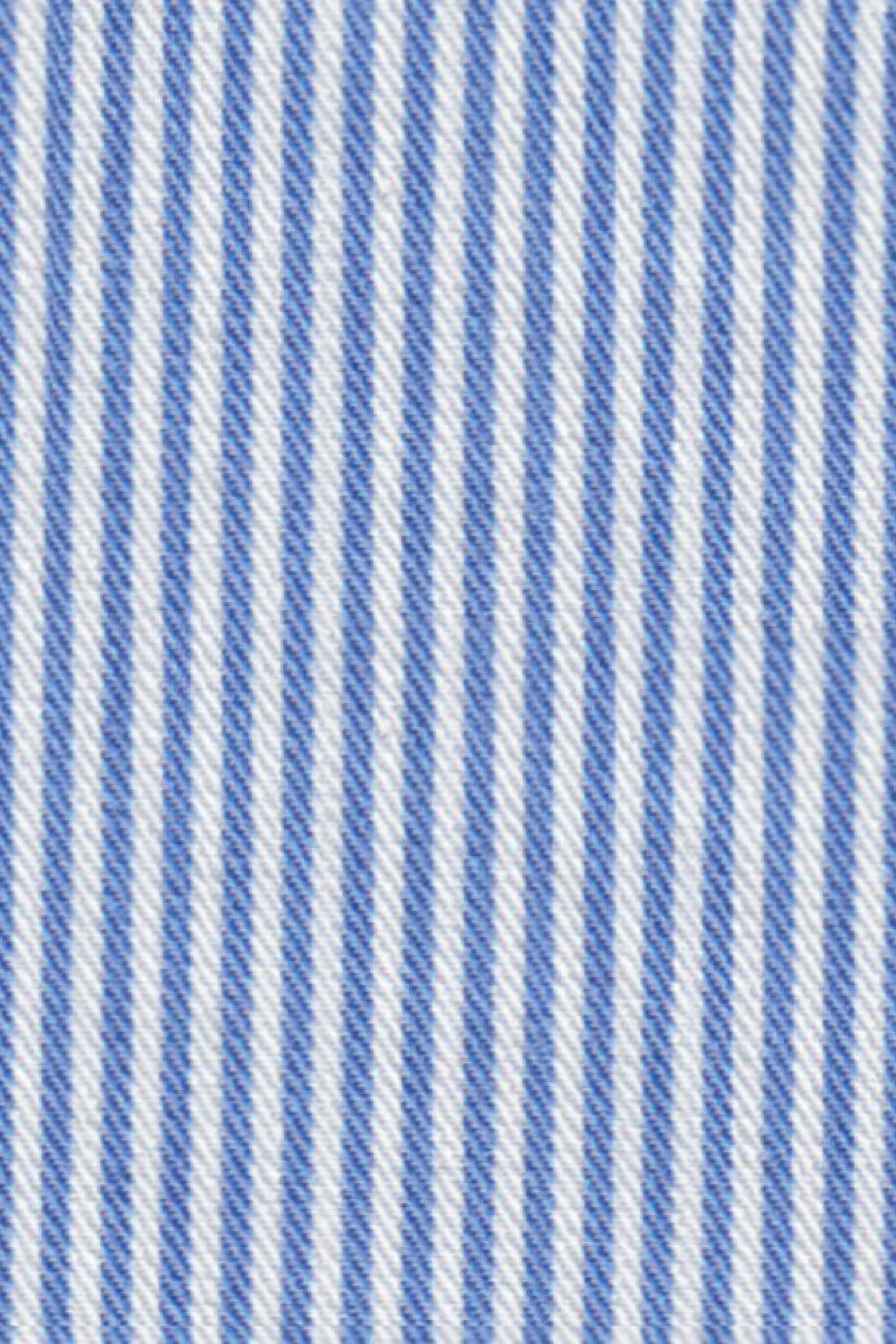 Hochwertiges Twill-Hemd Streifen Mittelblau Modern Fit (gerade geschnitten)