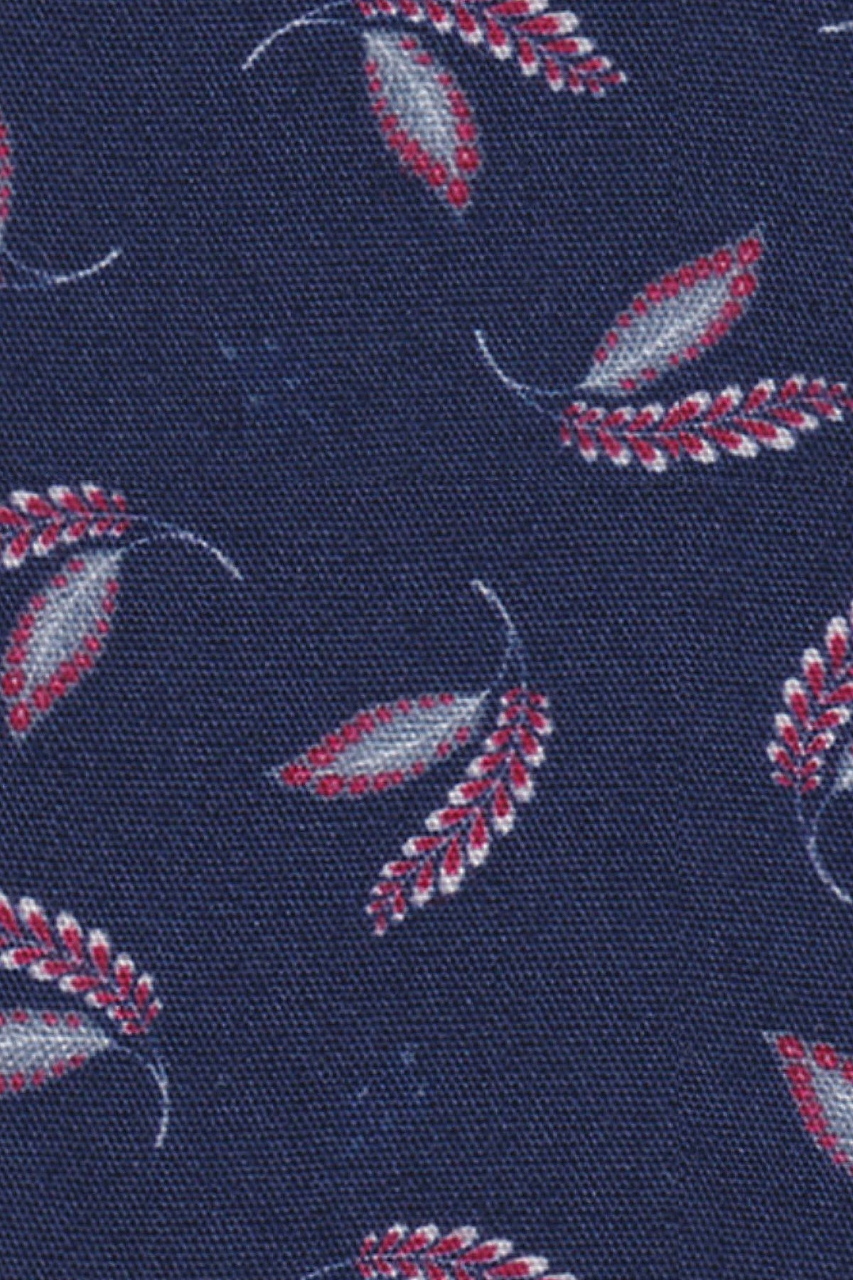 Bedrucktes Freizeithemd mit Blumenmuster in Navy/Rot (Art. 2103-C)